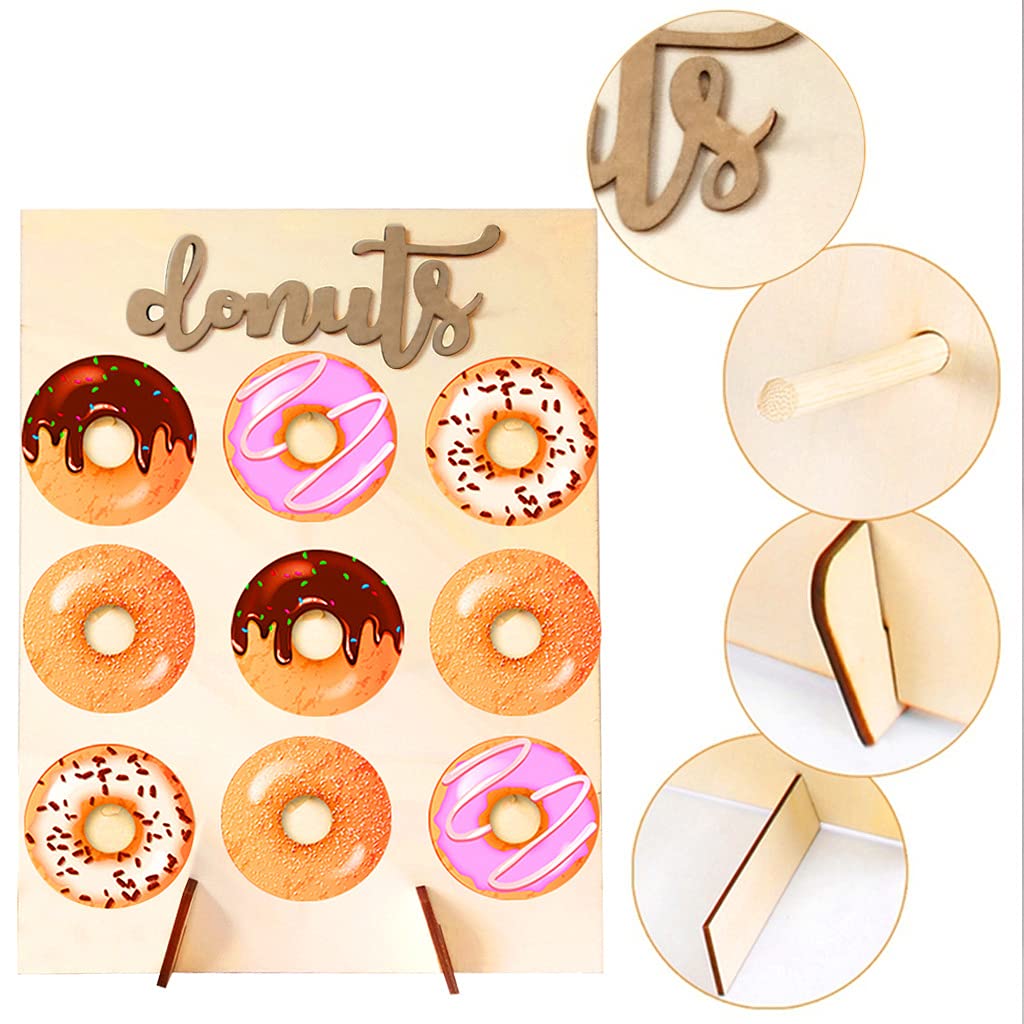 Lamantery Donut Display Stand Wood Doughnuts Wall Stands Display Board For Wedding Party Decoration