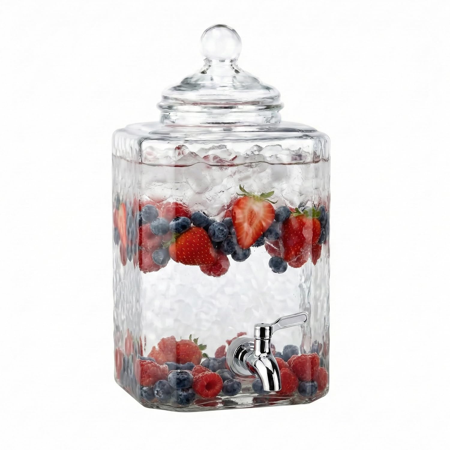 Style Setter Homestead Beverage Dispenser Cold Drink Dispenser w/ 2.5-Gallon Capacity Glass Jug, Leak Proof Acrylic Spigot Great
