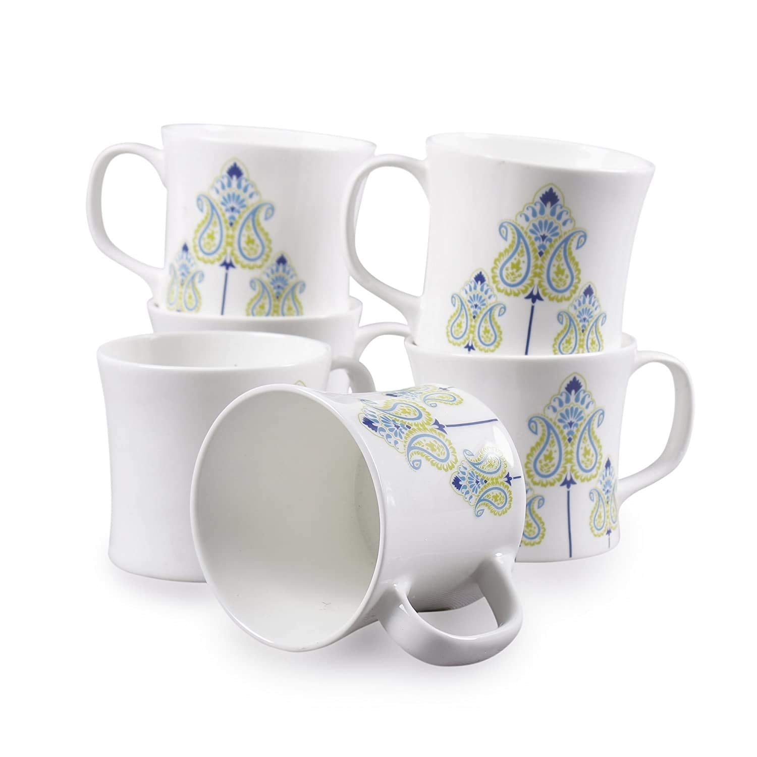 Clay Craft Bone China Liza Mw Coffee Mug Set, 150Ml, Multicolor, 6 Piece, Tea Cup Set Of 6, Microwave & Dishwasher Safe, Mugs Fo