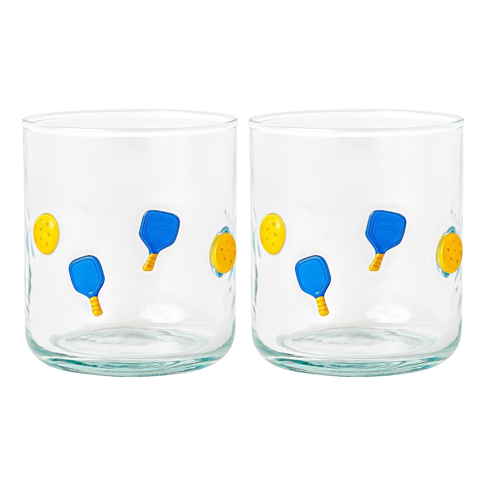 Khen Set of 2 Pickleball Paddle Icon Juice Glass Athletic Sports Cup 14.8oz