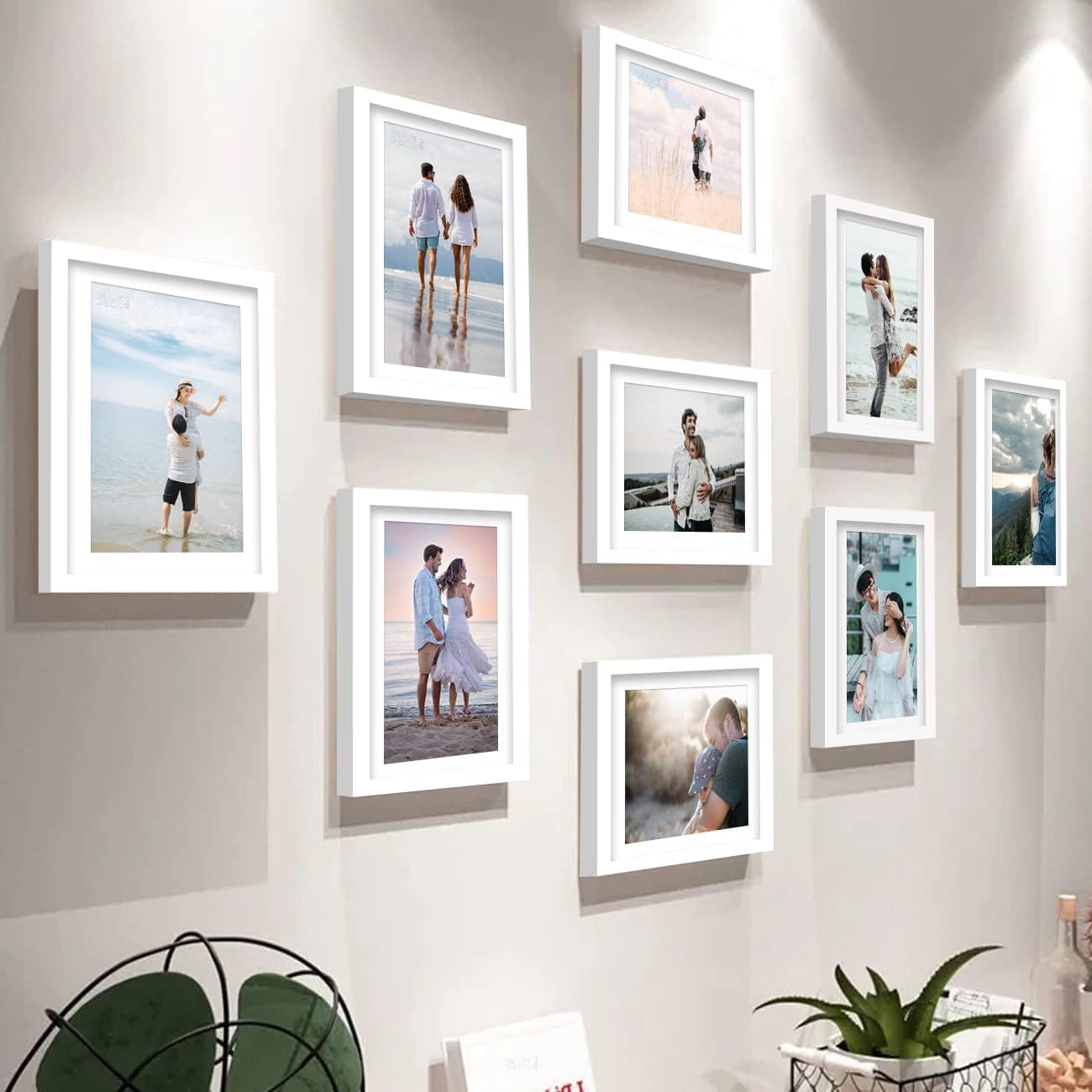 Stuthi Arts Wall-Mounted Photo Frame Set, Multiple Frames For Family Memories, Set Of 9 Picture Frames, 6X8 Inch (White)