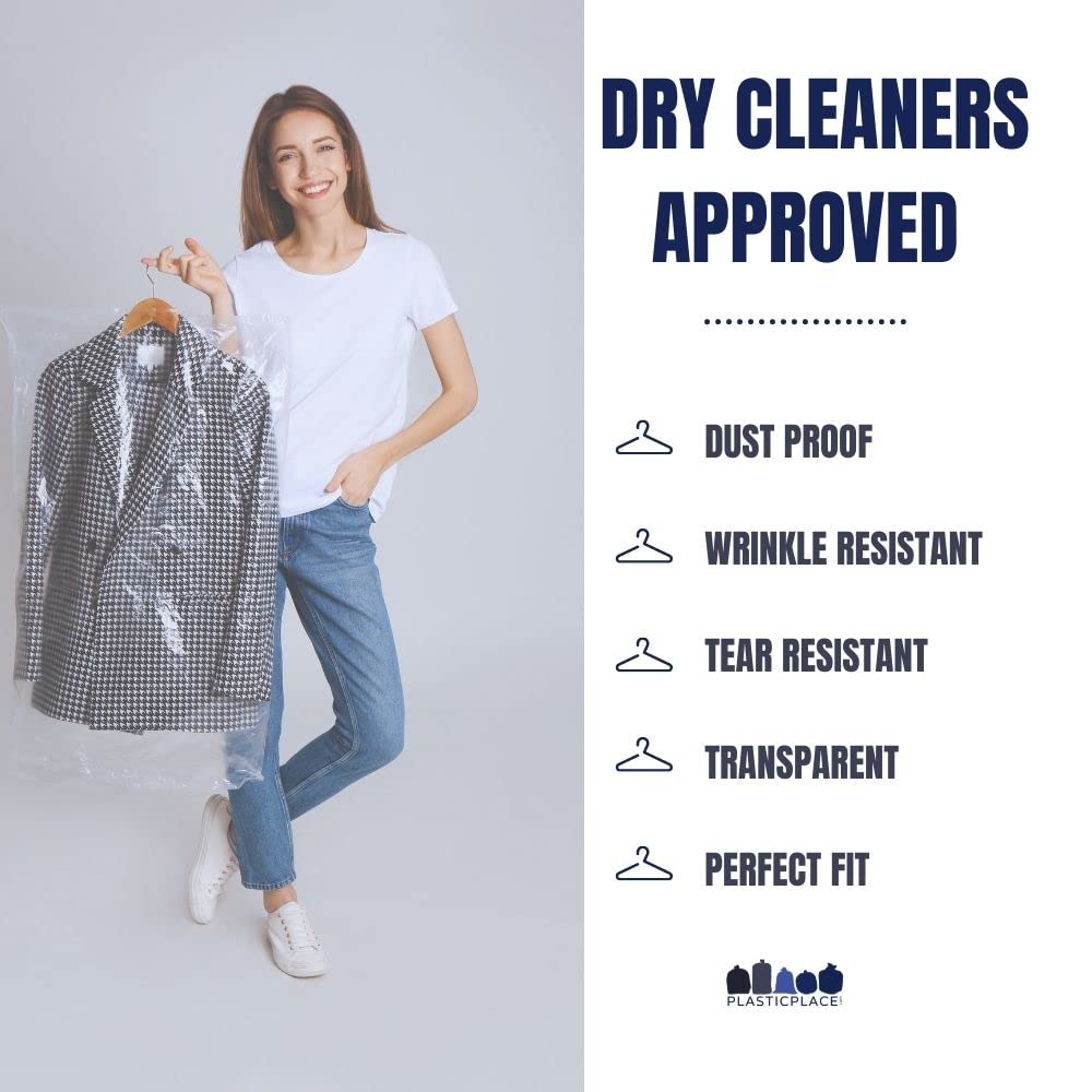 Plasticplace Clear Garment Bags Plastic Coat Bag1.0 Mil 21'' X 4'' X 54'' (50 Count)