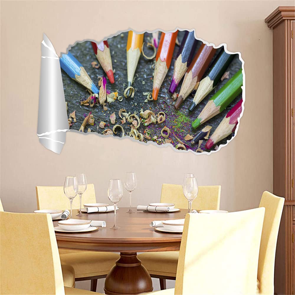 Gadgets Wrap Printed Wall Decal Sticker Scratched Book Roll Paper Style Decal (95Cm X 58Cm) - Color Pencil