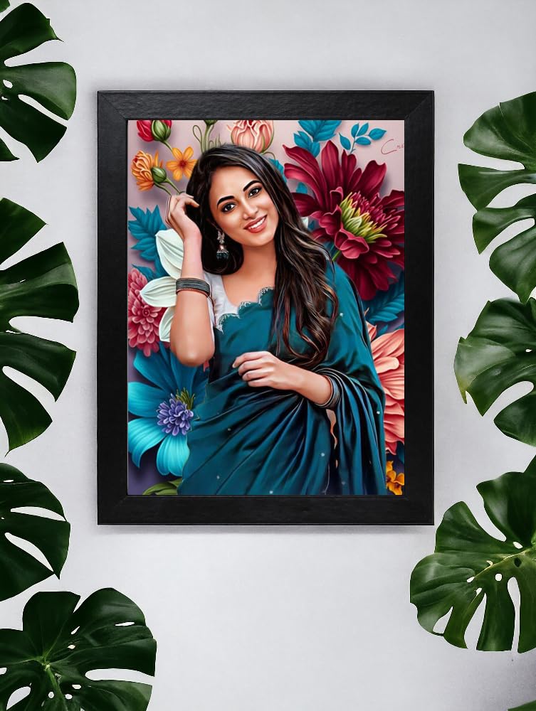 Vsk Sketch Art Customised Digital Oil Painting Colorfull Background | Gift For - Anniversary | Birthday | Wife | Husband | Siste