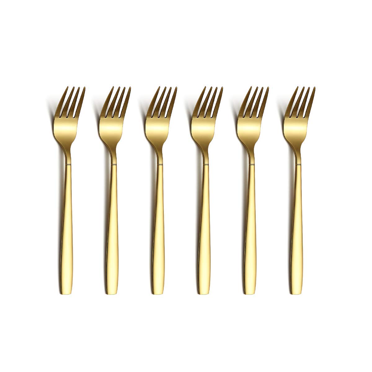 Berglander Gold Tea Fork, Stainless Steel Cake Fork Dessert Fork With Titanium Gold Plating 6.5 Inches Forks Pack Of 6