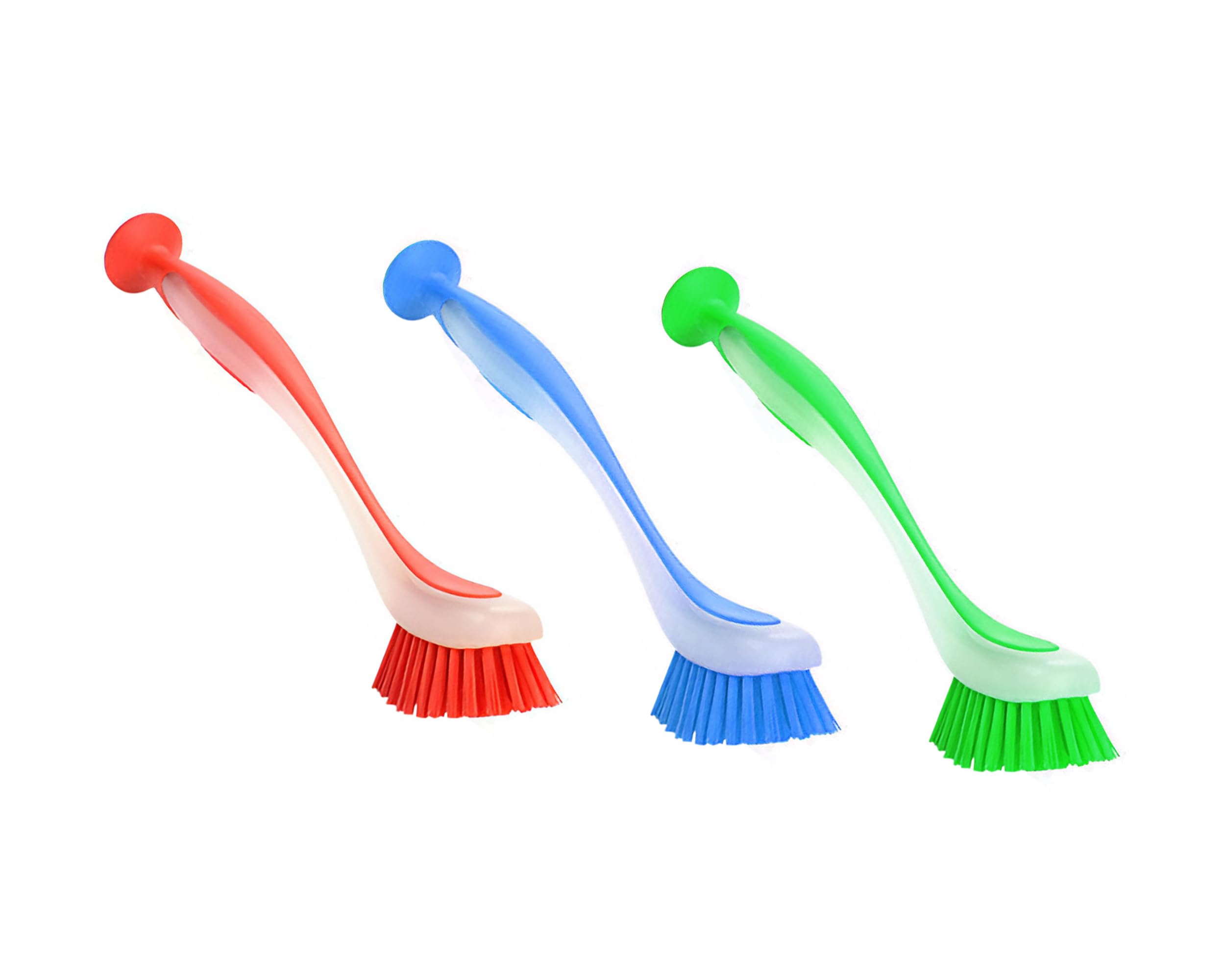 Zuvo Plastic Long Handled Scrubbing Suction Cup, Durable Bristles,Dish Washing Brush.Washing Up Kitchen Brush, Assorted Colour,