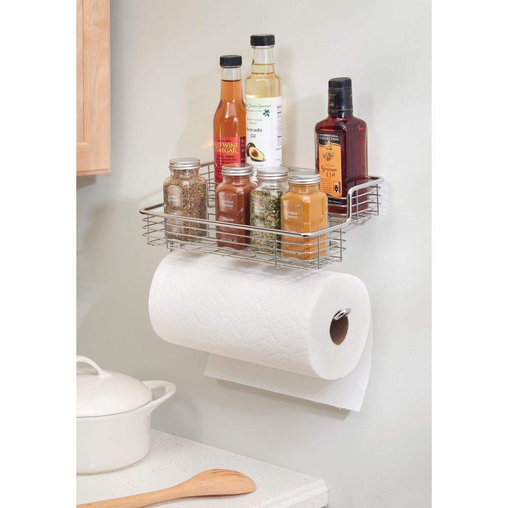 Indian Decor 31908 Kitchen Roll Holder Wall Mounted Kitchen Shelves For Spices  Practical Kitchen Organiser  Chrome