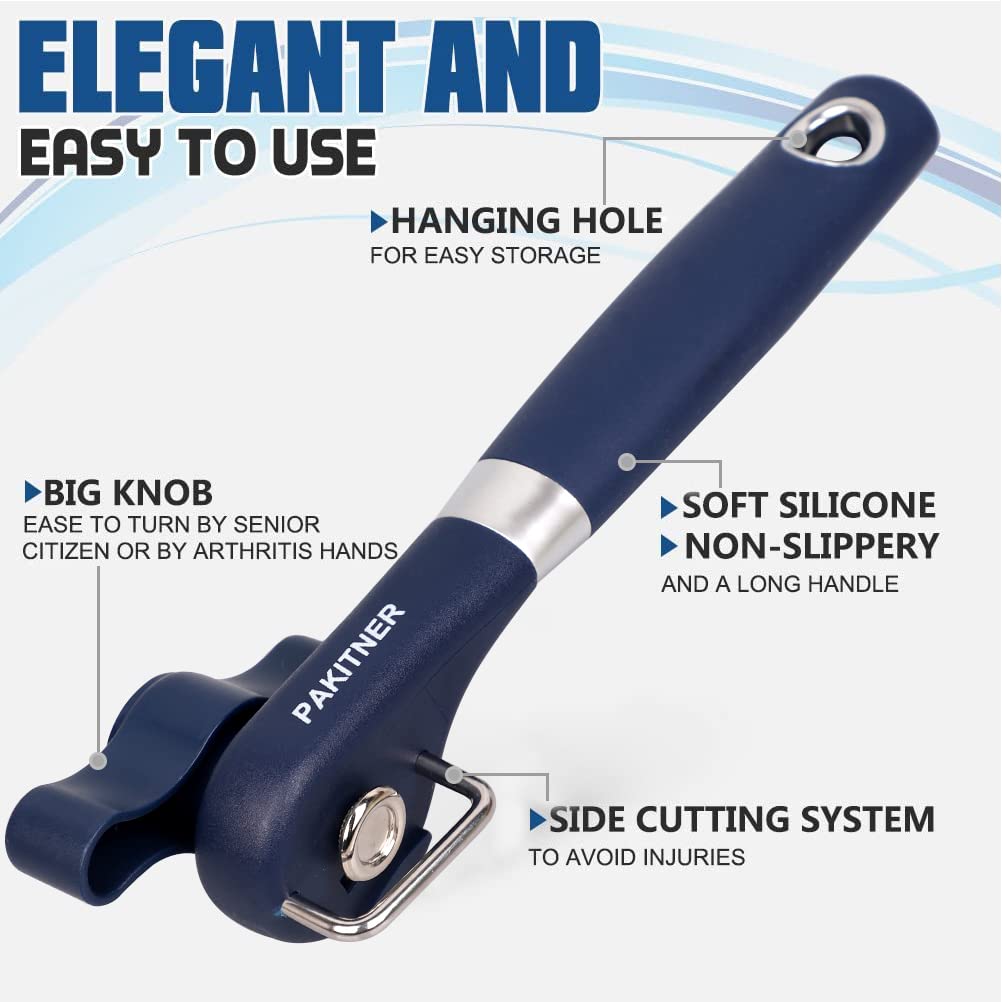 Pakitner-Cut Safe Can Opener, Manual Can Opener Smooth Edge-Handheld Side Cut Can Opener, Ergonomic Smooth Edge, Food Grade Stai