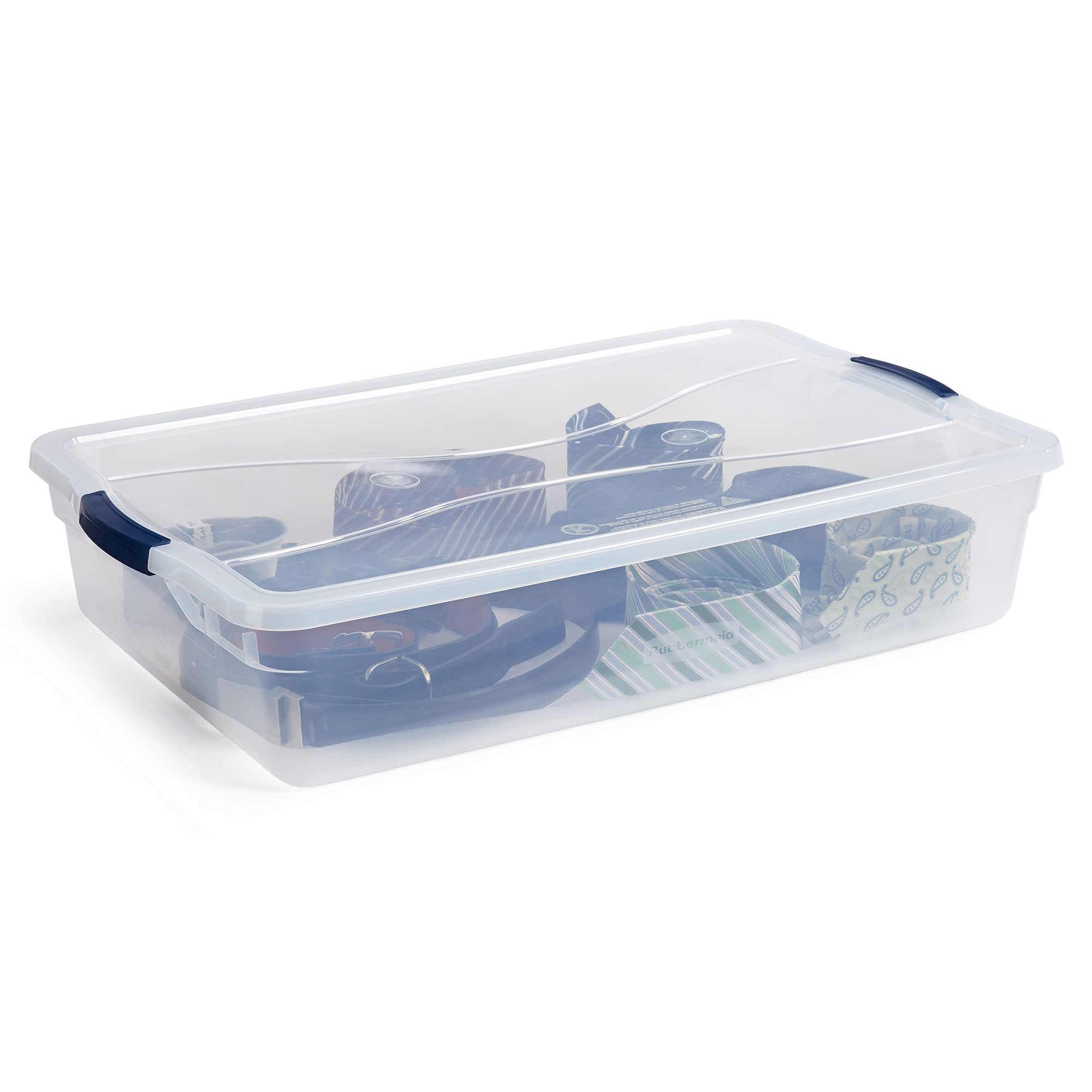 Rubbermaid Cleverstore Clear 41 Qt, 4-Pack, Made In Usa, Stackable Clear Storage Bins With Lids, See-Through Plastic Storage, Wi