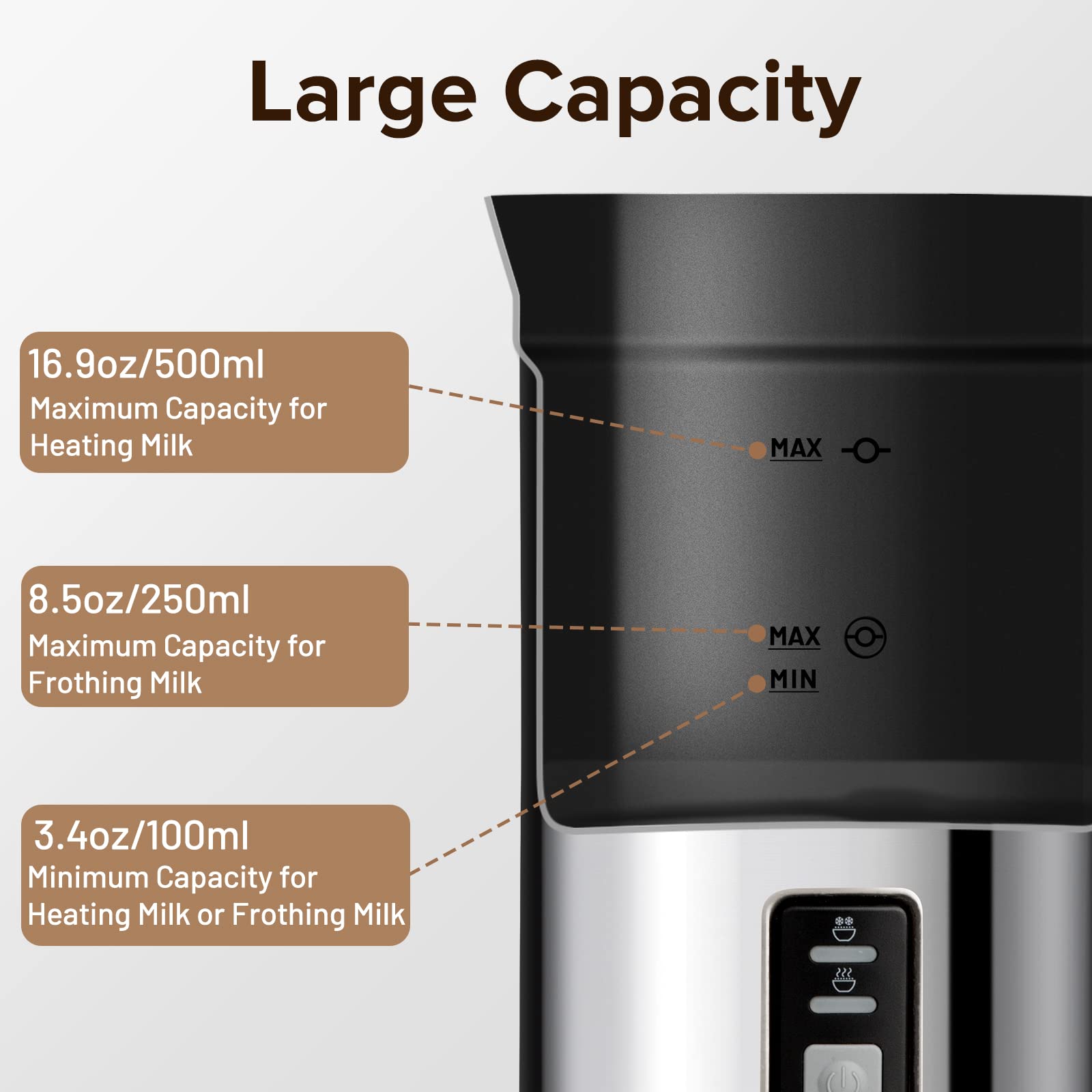 Secura Milk Frother, Electric Milk Steamer Stainless Steel, 16.9Oz/500Ml Automatic Hot And Cold Foam Maker And Milk Warmer For L