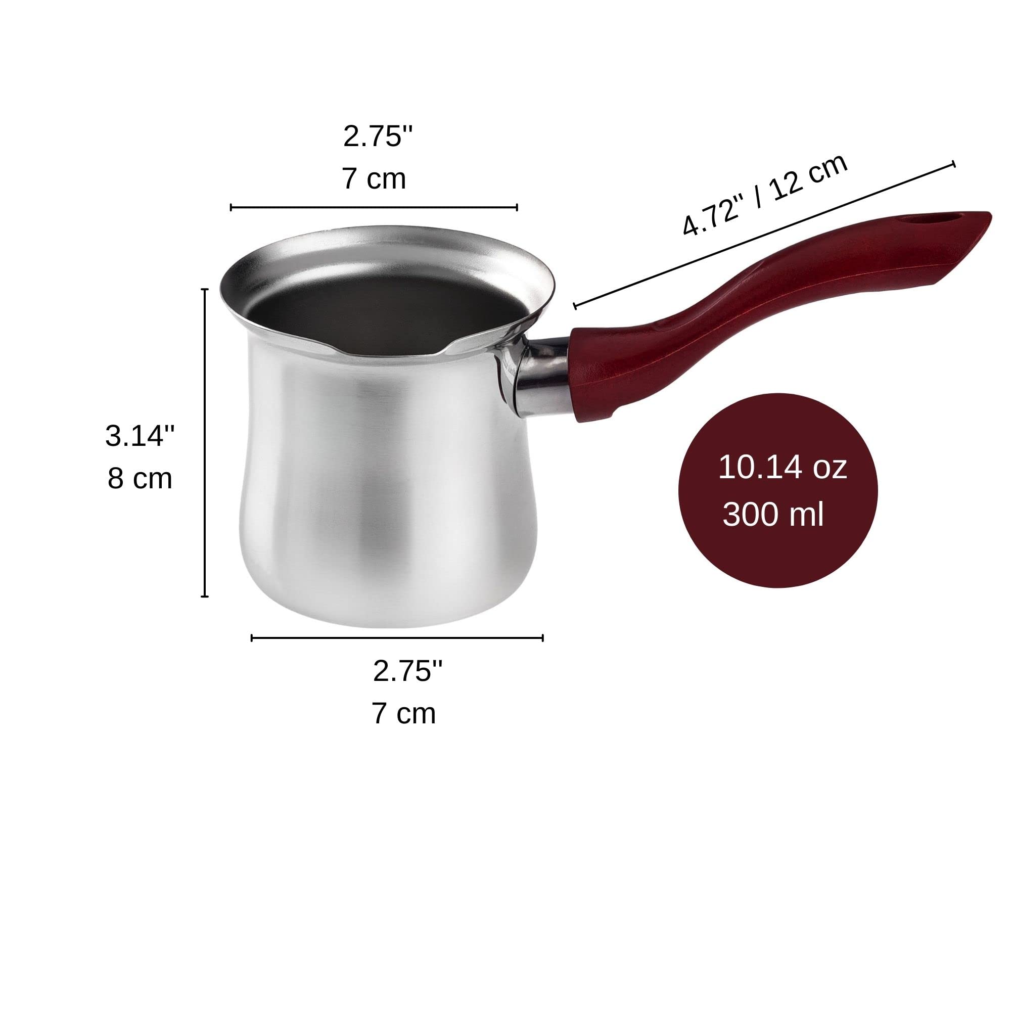 Destalya Turkish Coffee Pot Stainless Steel | 10.14 Fl Oz Ibrik Briki Coffee Pot | Small Hot Pot With Spout For Stove Top | Turk