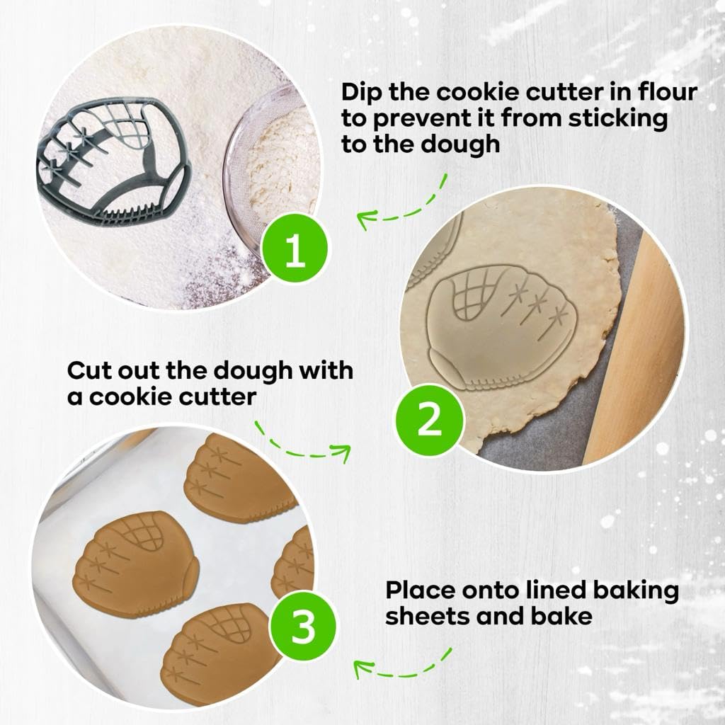 Moose Goods Baseball Cookie Cutter Set Of 5 - Sports Cookie Cutters Shapes & Stamp, Baseball Jersey Cookie Cutter For Diy Baking