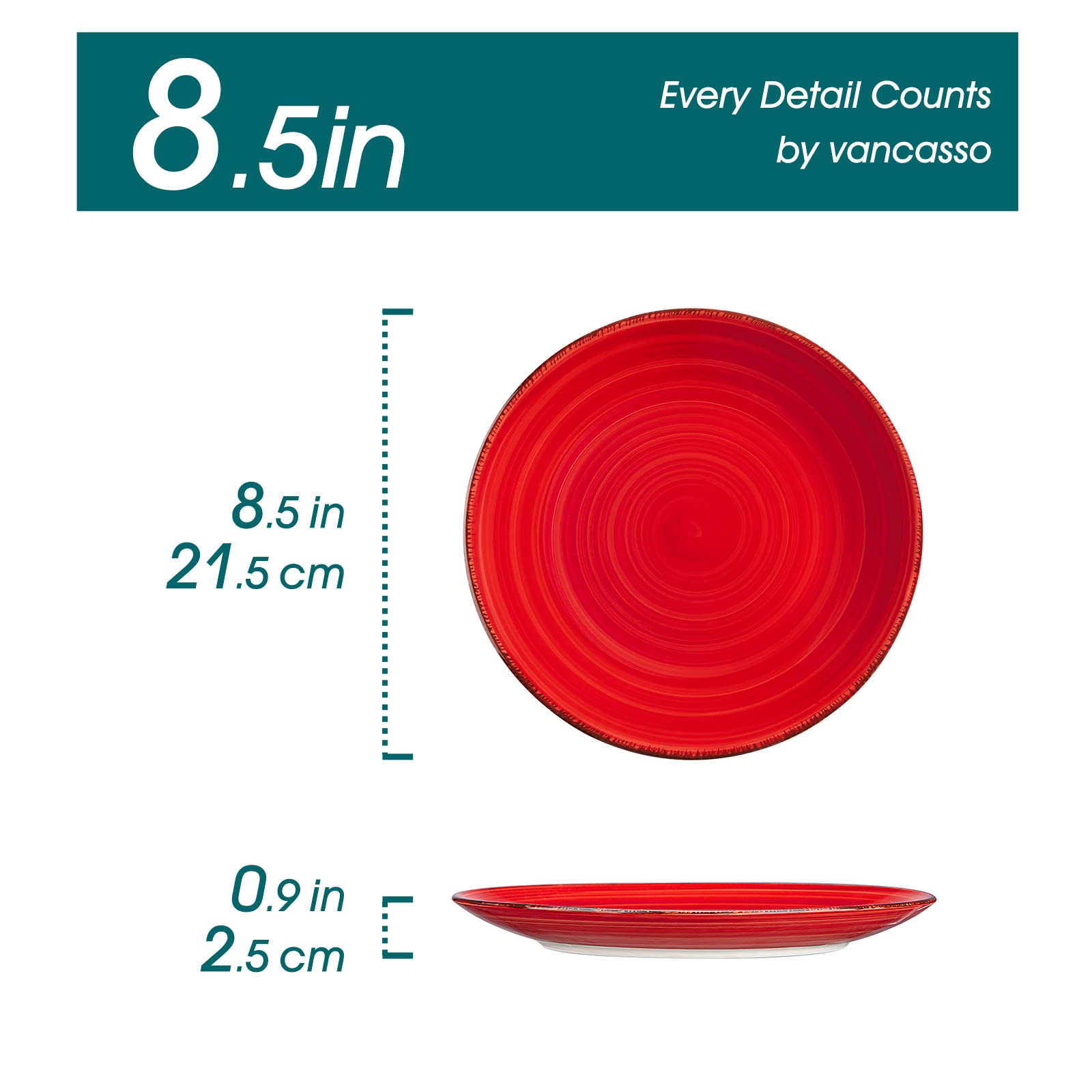 Vancasso Bonita Salad Plates, 8.5 Inch Colorful Small Dinner Plates Set, Ceramic Dessert Plate Serving Dishes Set Of 6, Microwav
