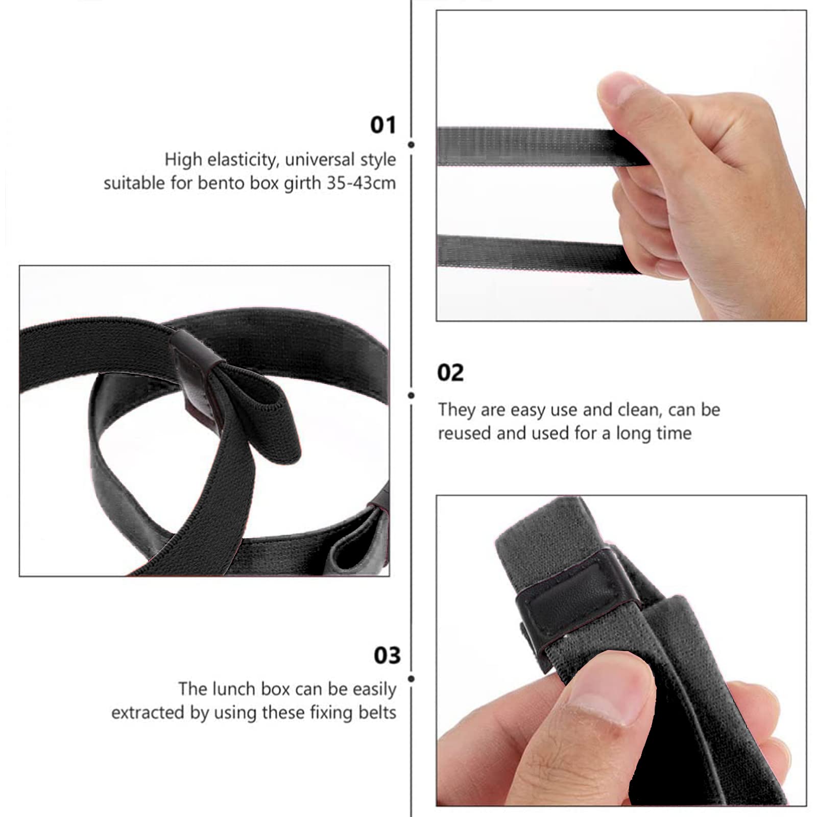 Longzhuo Bento Box Elastic Belt, Lunch Box Elastic Bands Double Layer Bento Box Fixing Straps, Nylon Adjustable Elastic Strap, B