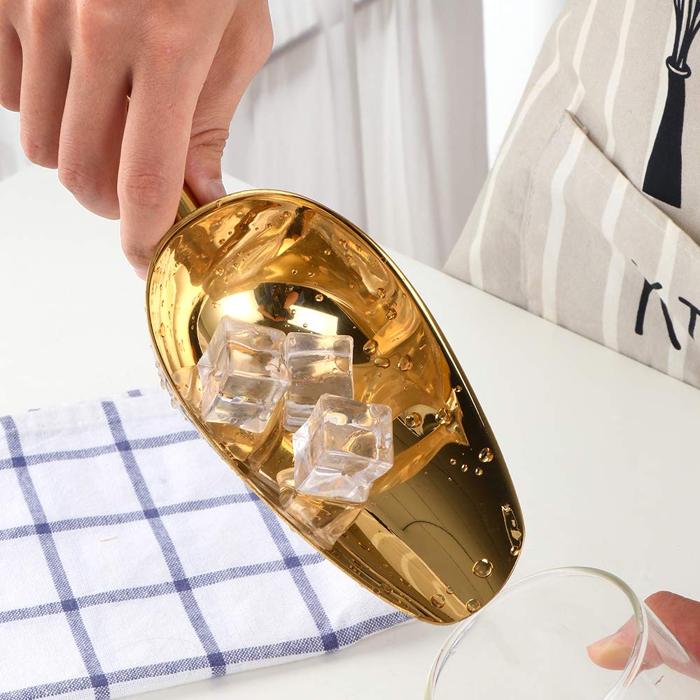 Set Of Ice Tongs & Scoops, Candy Buffet Clip& Stainless Steel Scoop,For Ice, Candy, Nuts, Flour Wedding Bar Bbq Party (Gold) (Go