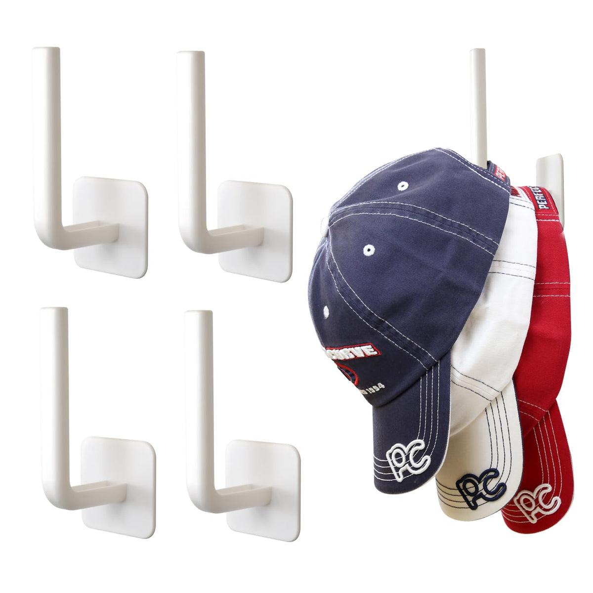 Perfect Curve Hat Organizer Adhesive Hooks | Versatile, No Drilling, Hat Rack, Durable Hooks For Baseball Caps And Accessories |