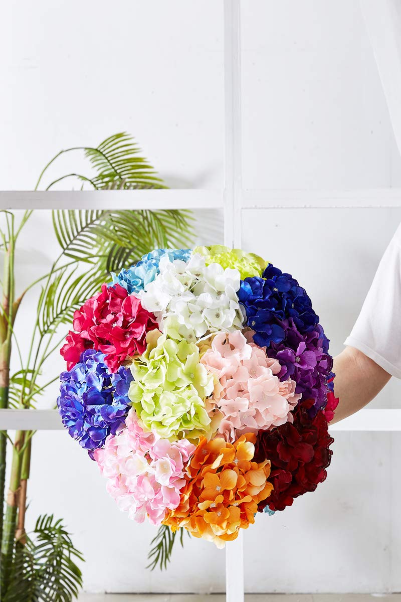 KISLOHUM Artificial Hydrangea Flower 10 Heads Lavender Hydrangea Silk Flowers Head for Wedding Centerpieces Bouquets DIY Floral Decor Home Decoration with Long Stems