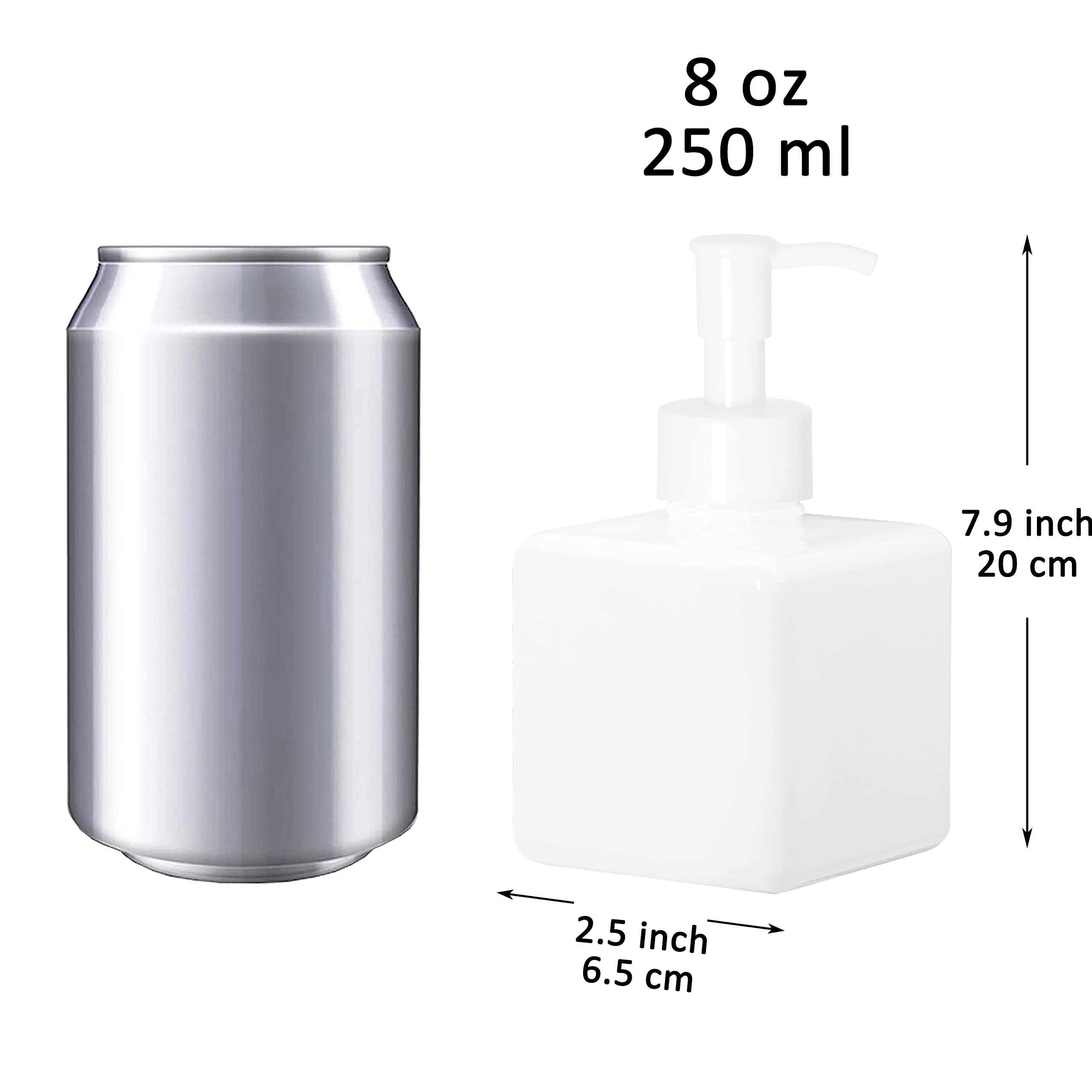 Youngever 5 Pack Plastic Pump Bottles, White Refillable Plastic Pump Bottles With Travel Lock (8 Ounce)