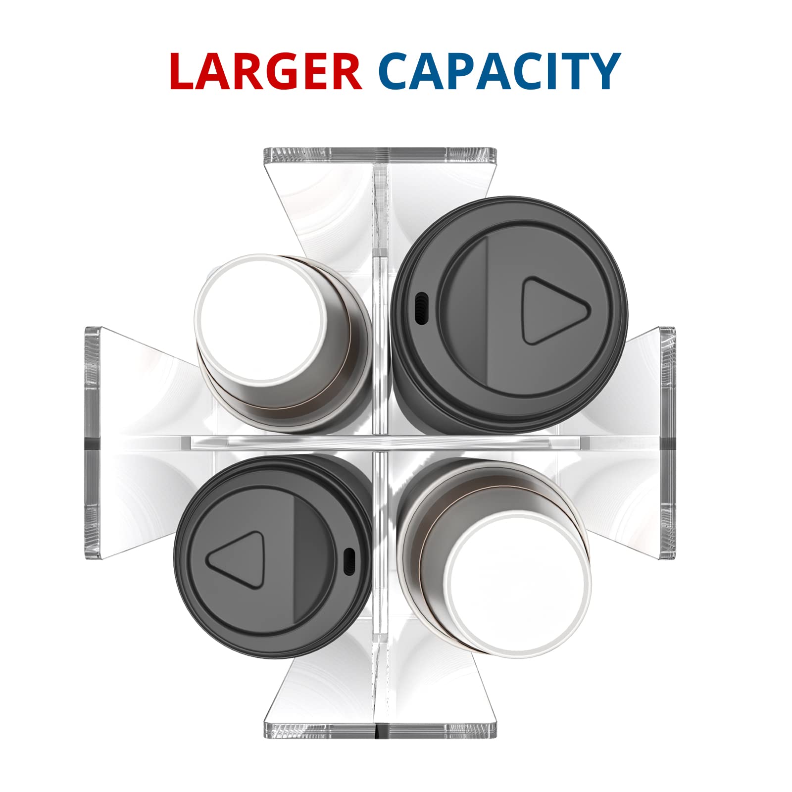 Kotemon Cup And Lid Holder, 4 Compartment, Square | Rotating Coffee Cup Dispenser Lid Carousel For Restaurant, Buffet, Coffee St