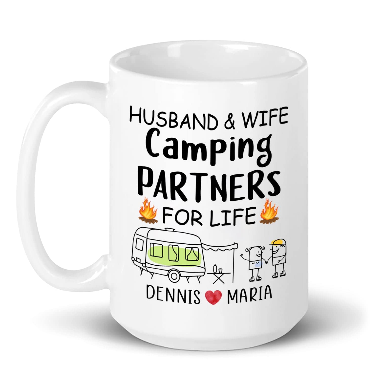 Husband And Wife Camping Partners For Life Coffee Mug, Personalized Camping Mug, Mug For Husband, Mug For Wife, Mug For Camper,