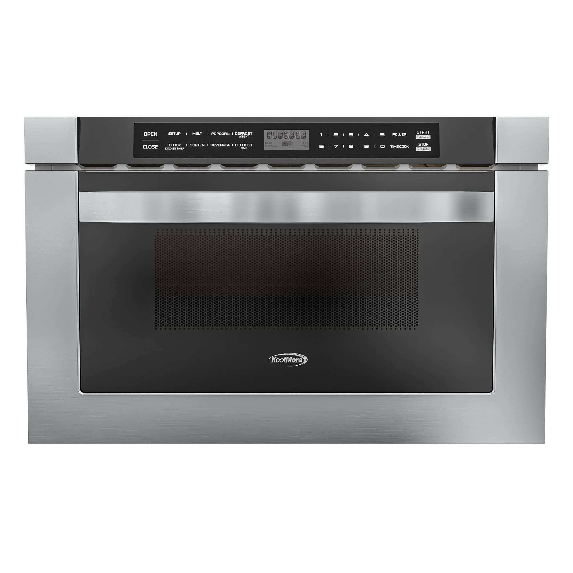 KoolMore 24 Inch Stainless-Steel Microwave Drawer with 1.2 cu. ft. Capacity, 1000W Power with 10 Custom Cooking Levels, Memory, 