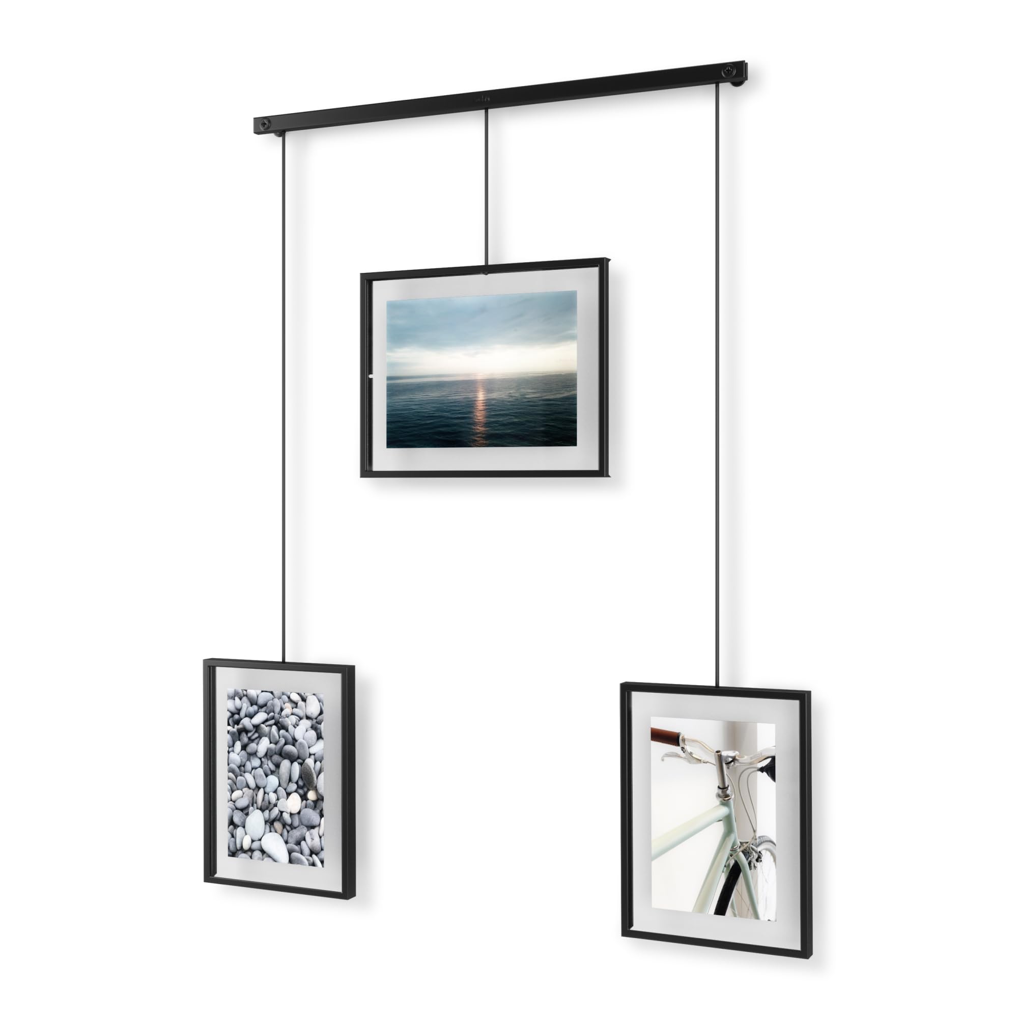Umbra Exhibit Picture Frame Gallery Set, Adjustable Collage Display for 3 Photos, Prints, Artwork and More, Holds two 4x6 and on