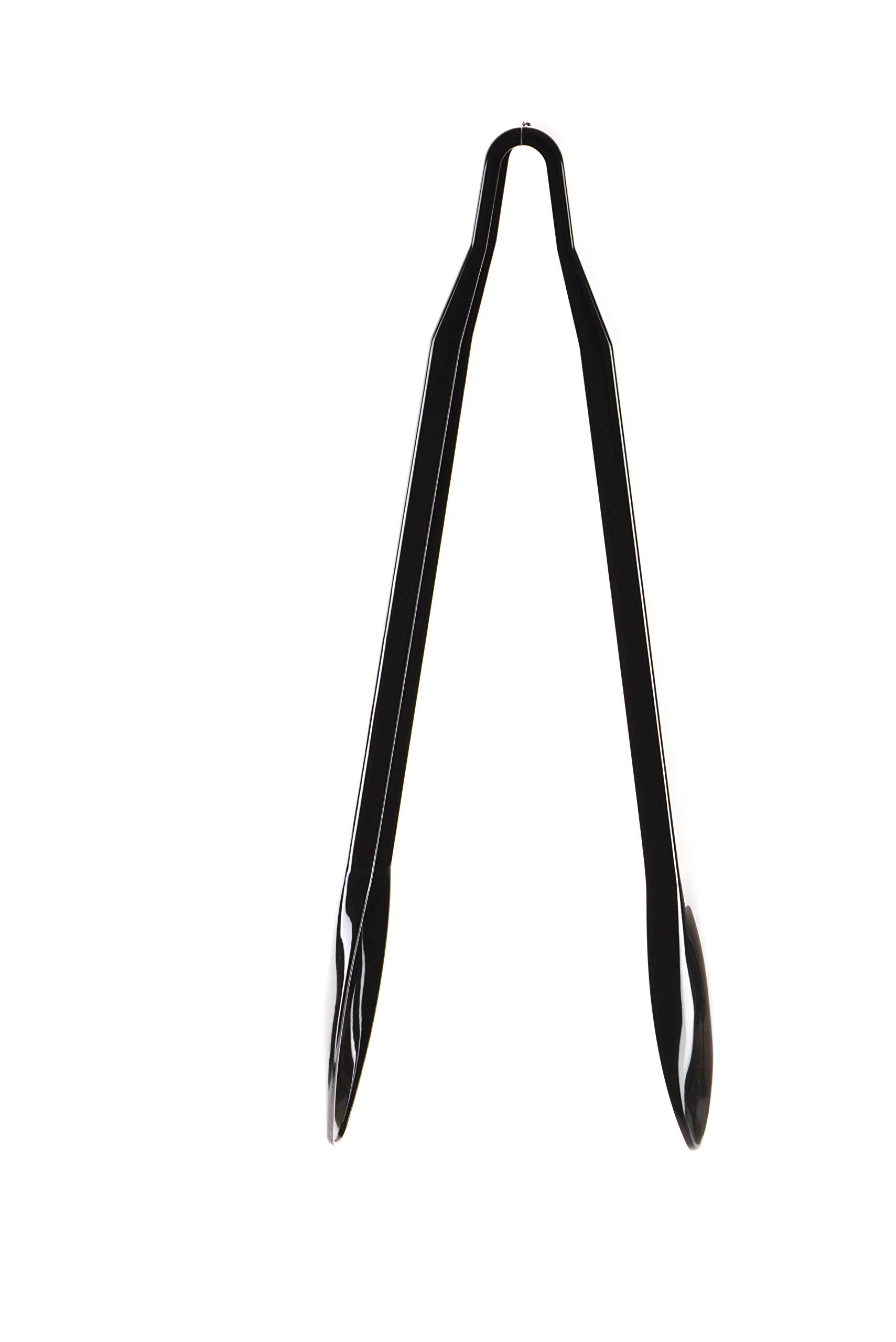 Set Of 3 - Heavy Duty Black Serving Tongs - 12 Inch - Plastic Disposable Salad Tongs - High Heat Plastic, Catering, Salads, Bake