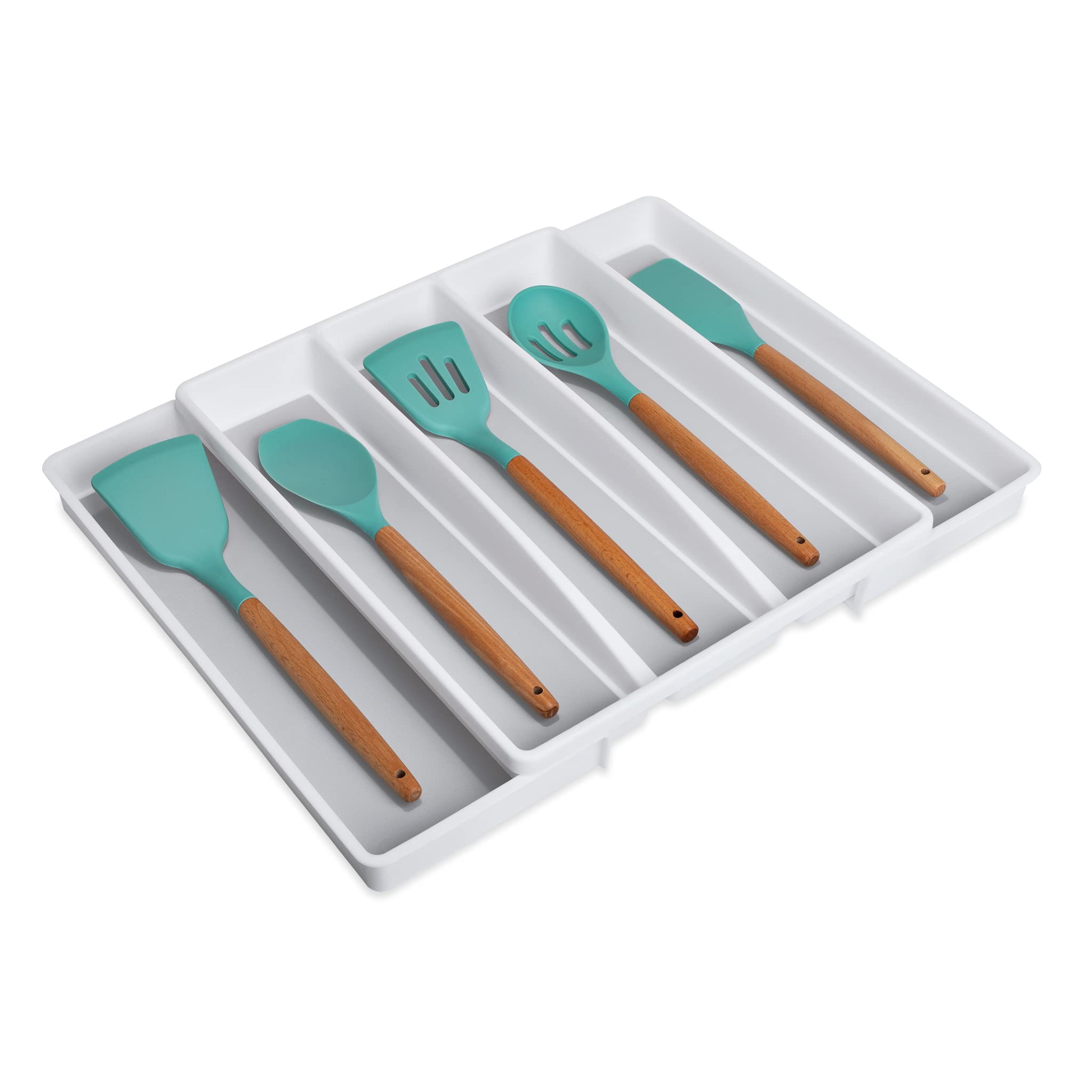 Smart Design 6 Compartment Plastic Drawer Organizer - Non-Slip Lining And Feet - Bpa Free - Utensils, Flatware, Office, Personal