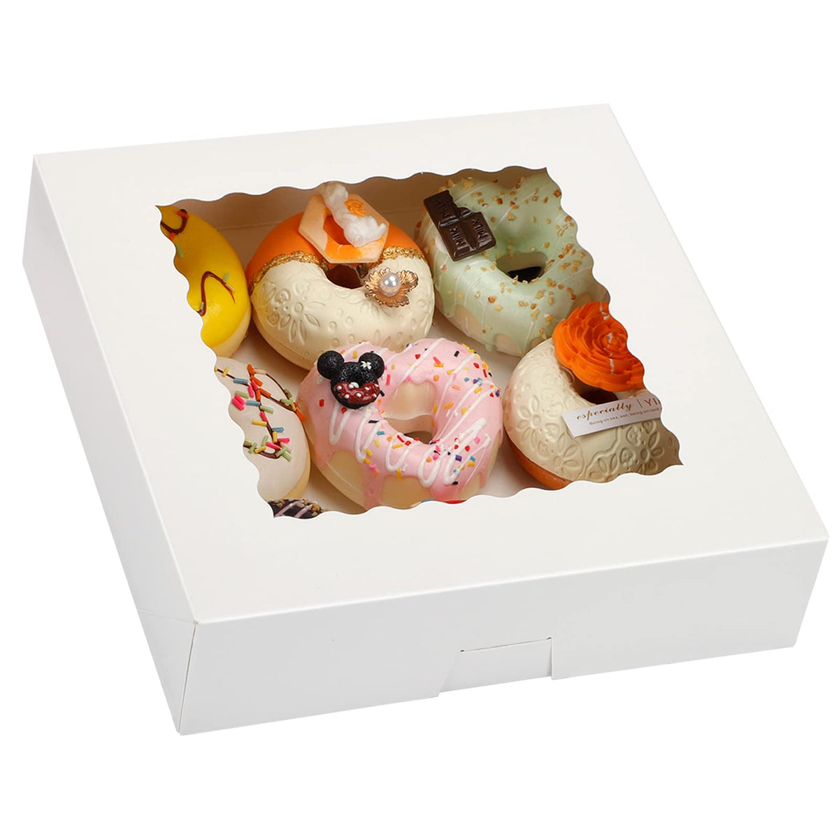 Moretoes 35Pcs Pie Boxes 10X10X2.5 Inches Cookie Boxes Bakery Boxes With Window For Cookies, Pastries, Pies, Chocolate Covered S