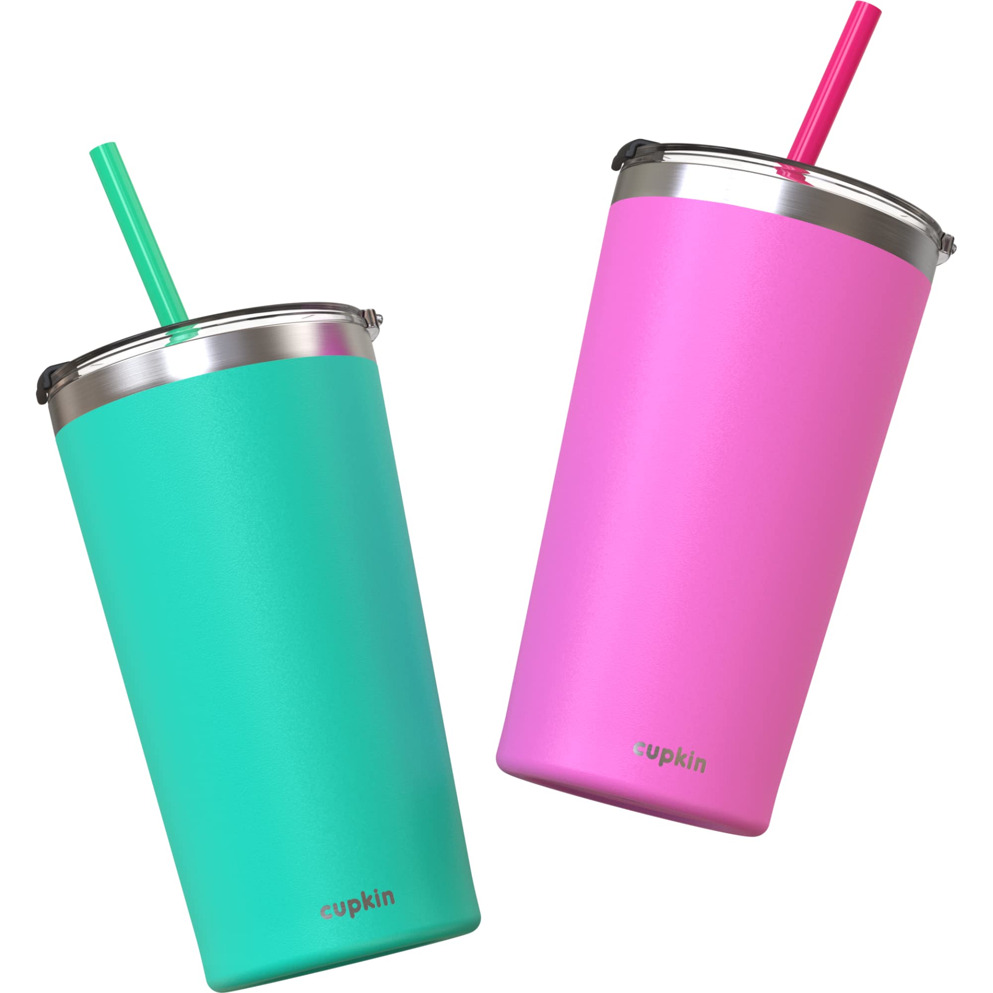 Cupkin Stainless Steel Insulated Tumbler With Lid And Straw, 20 Oz Water Bottle & Straw, Stainless Steel Cups, Travel Coffee Mug