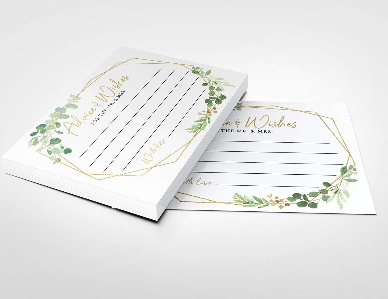 Printed Party Wedding Advice and Wishes  Greenery Bridal Shower  50 Cards