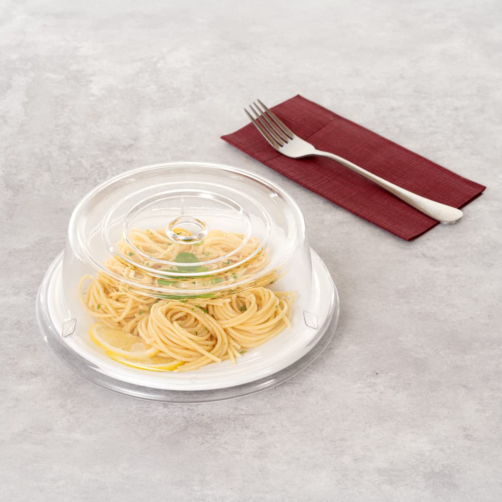 Restaurantware Cater Tek 8.5 Inch Polycarbonate Plate Cover 1 Shatterproof Dish Cover - Dishwashable For 8-Inch Plates Clear Pla