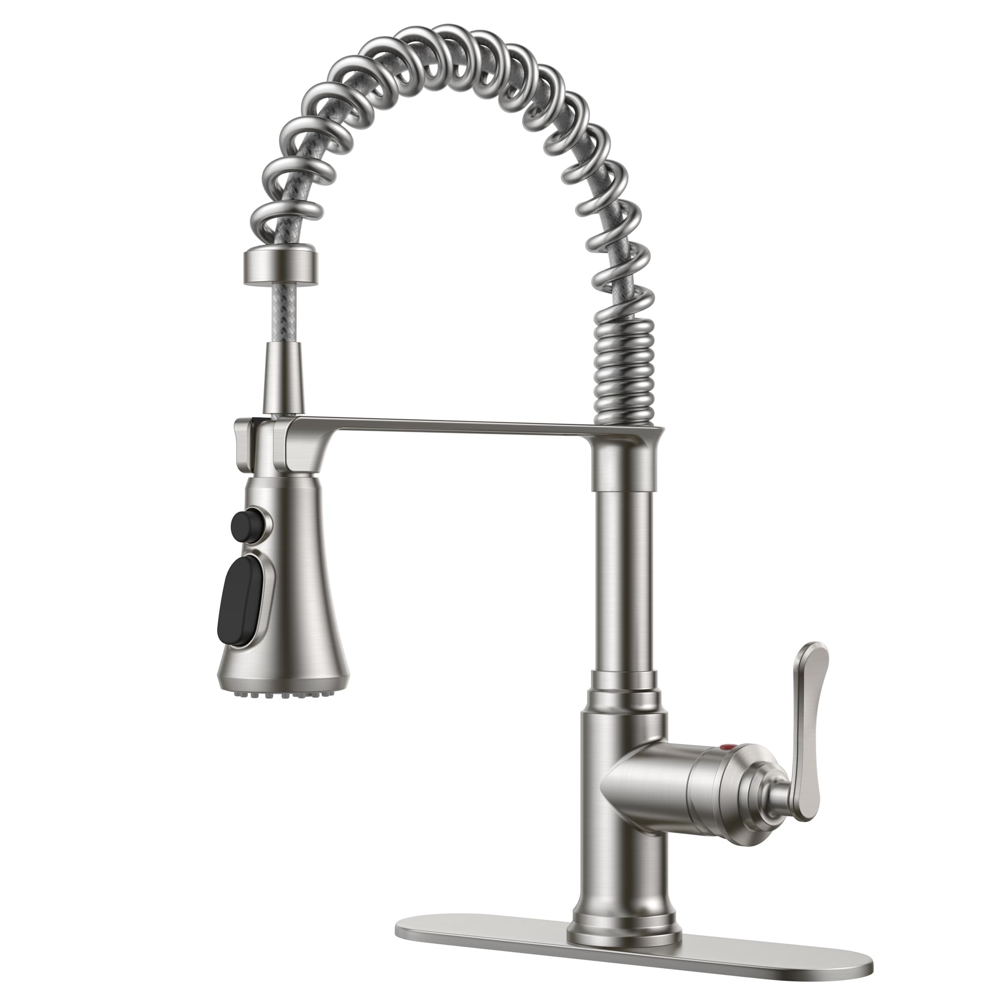 FORIOUS Vintage Kitchen Faucet with Pull Down Sprayer Brushed Nickel, 3 Modes Stainless Steel High Arc Rustic Spring Sink Faucet