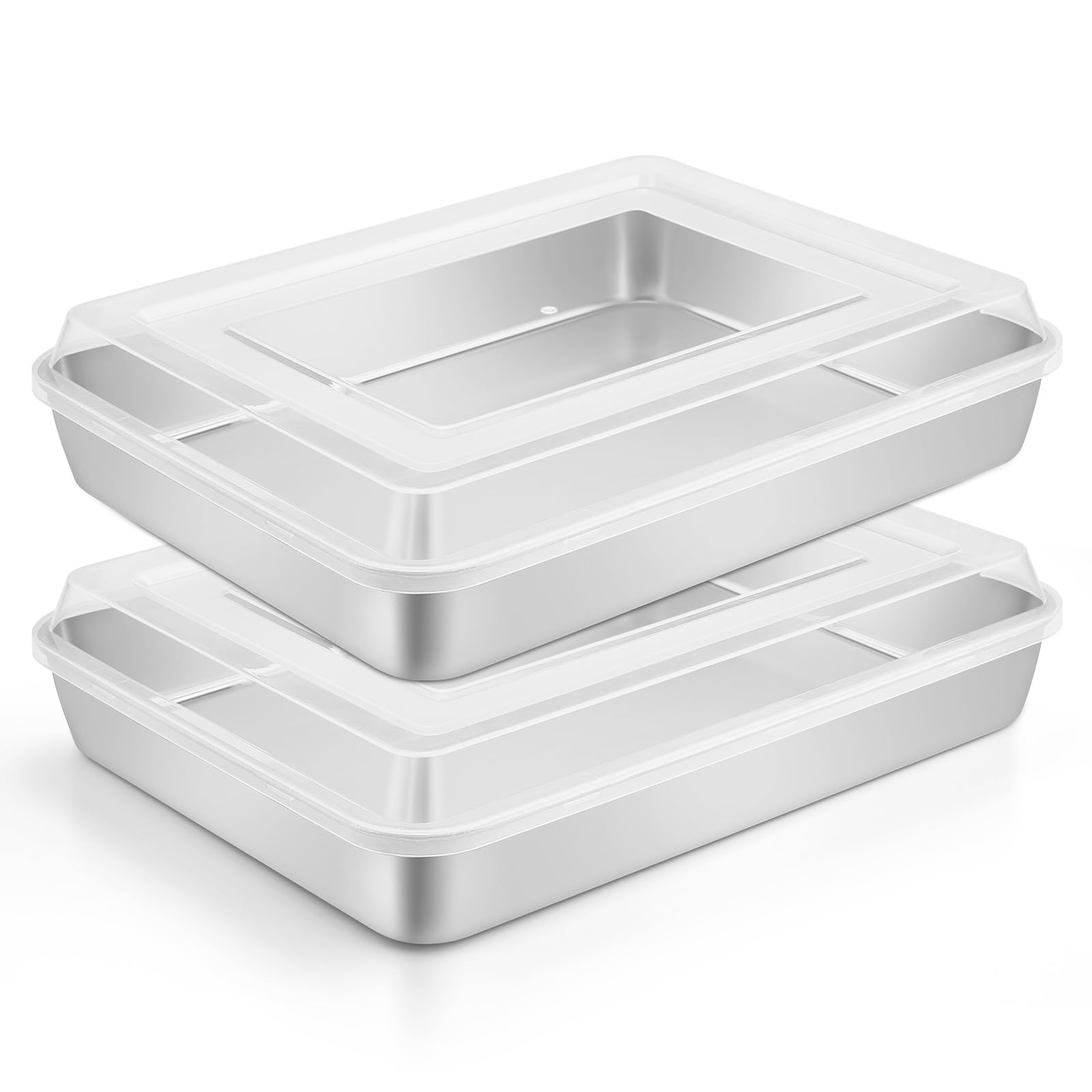 Leonyo 2 Pcs Lasagna Pan with Lid, 9.3 x 7 x 2 Inch Cake Pan Baking Sheets