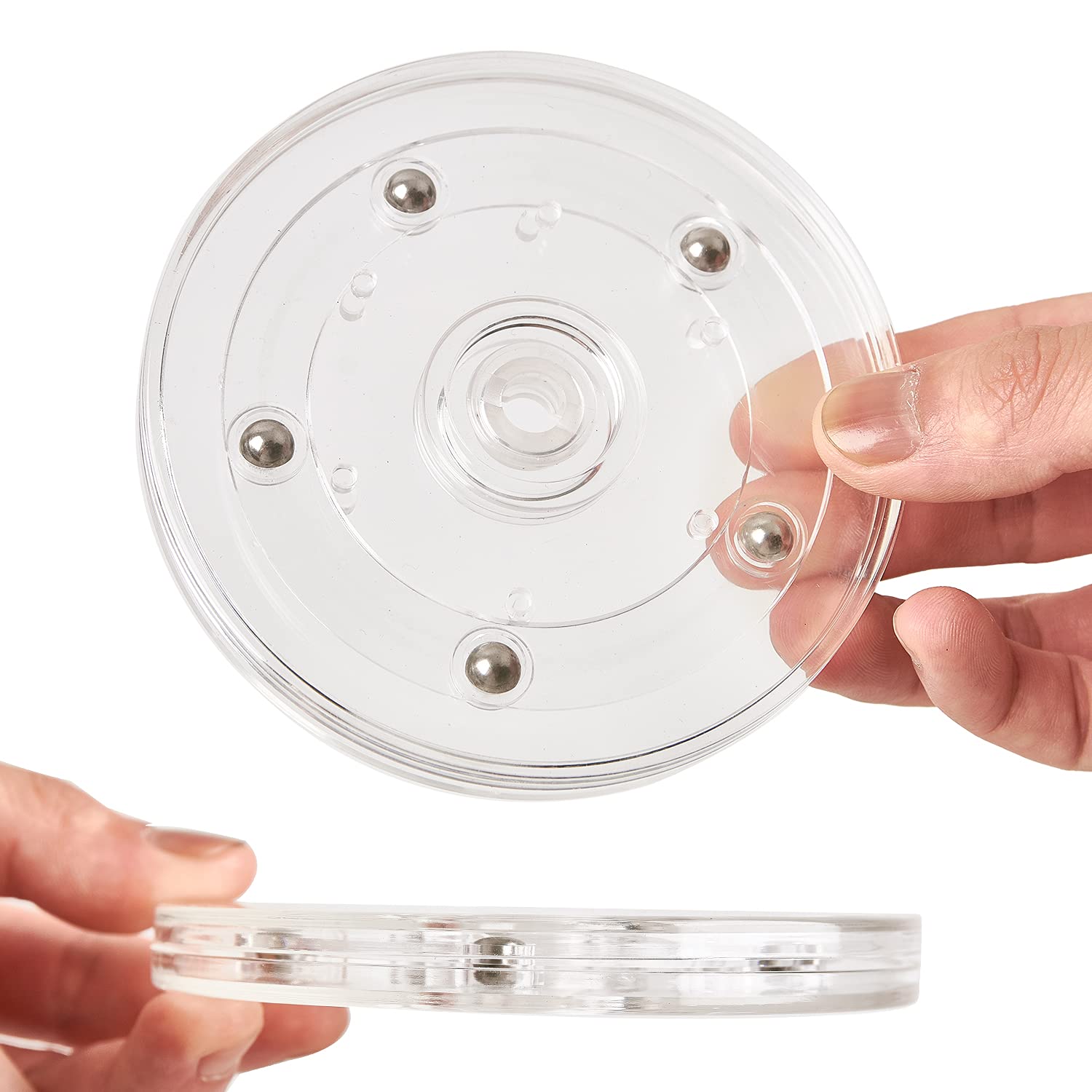 2 Pack 4'' Lazy Susan Turntable Acrylic Ball Bearing Rotating Tray For Spice Rack Table Cake Kitchen Pantry Decorating Tv Laptop