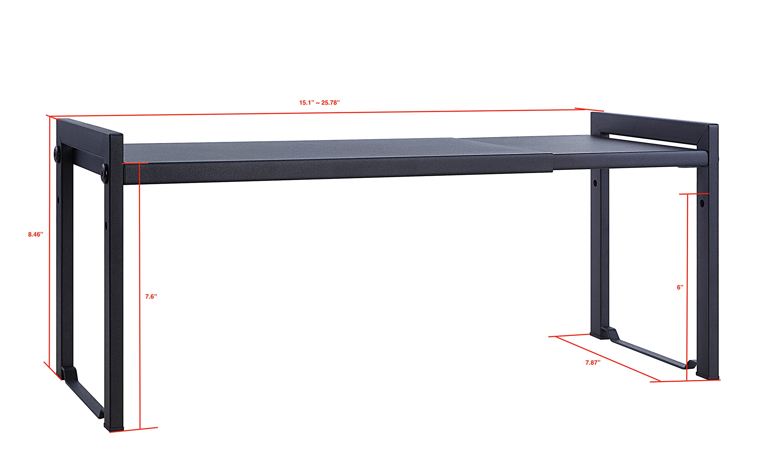 Sunnypoint Expandable Cabinet Storage Rack - Tabletop Storage Spice Shelf Organizer Rack (M - 15.1''~25.78'' W X 7.87'' D X 8.46
