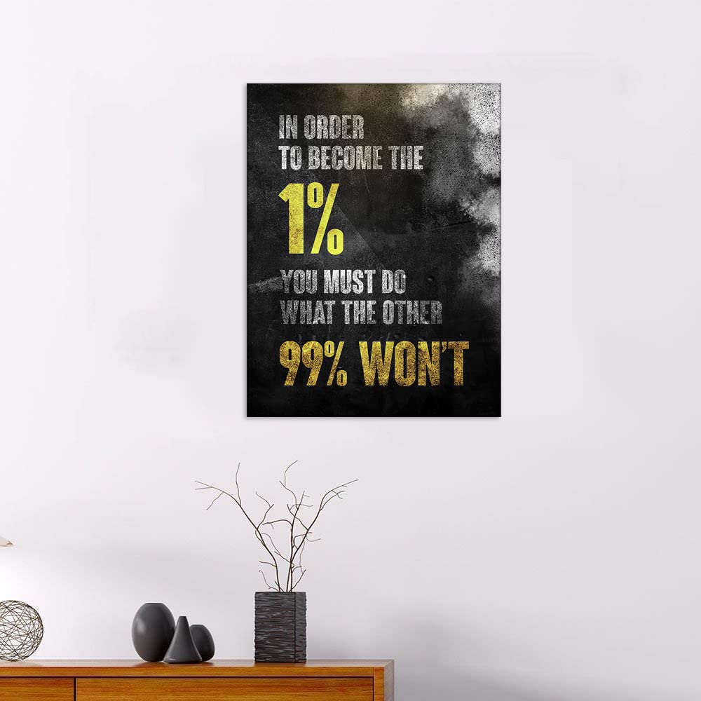 Kailefu-1% Entrepreneur Motivational Canvas Wall Art -Inspirational Wall Art Poster Quotes - Canvas Artwork Picture Print Framed