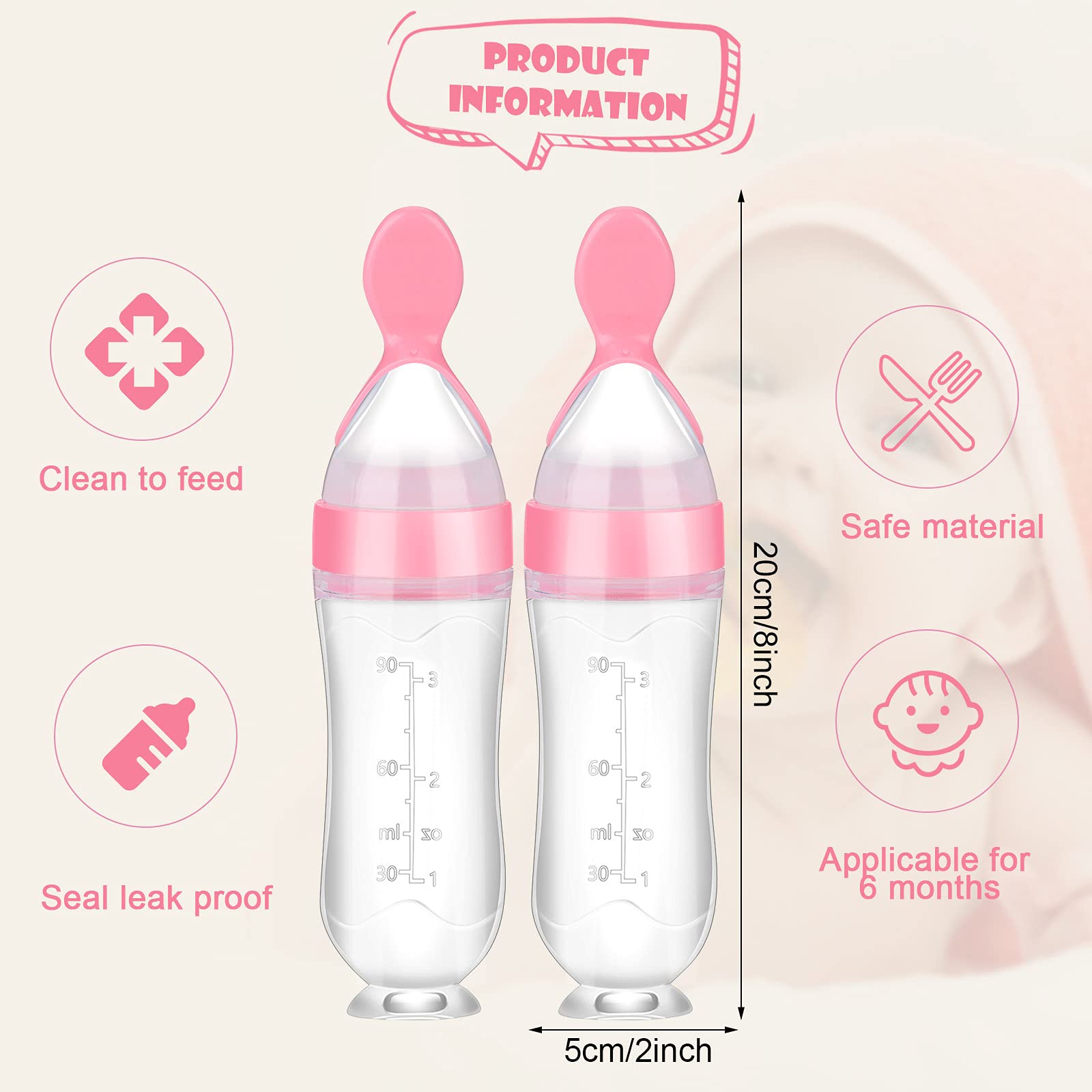 Nuanchu 2 Pieces Baby Spoon Feeder Squeeze Food Feeder Toddler Food Spoon Feeder Dispensing Spoon Suction Cup Design Feeder For