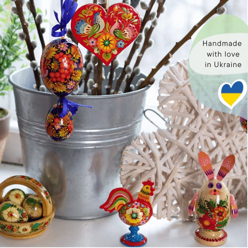 Bird Ornament 4,3 x 3,3 x 0,2 inch. Wooden Beautiful with Flowers Hand-Painted on Both Sides Christmas Tree and Easter Birds Dec