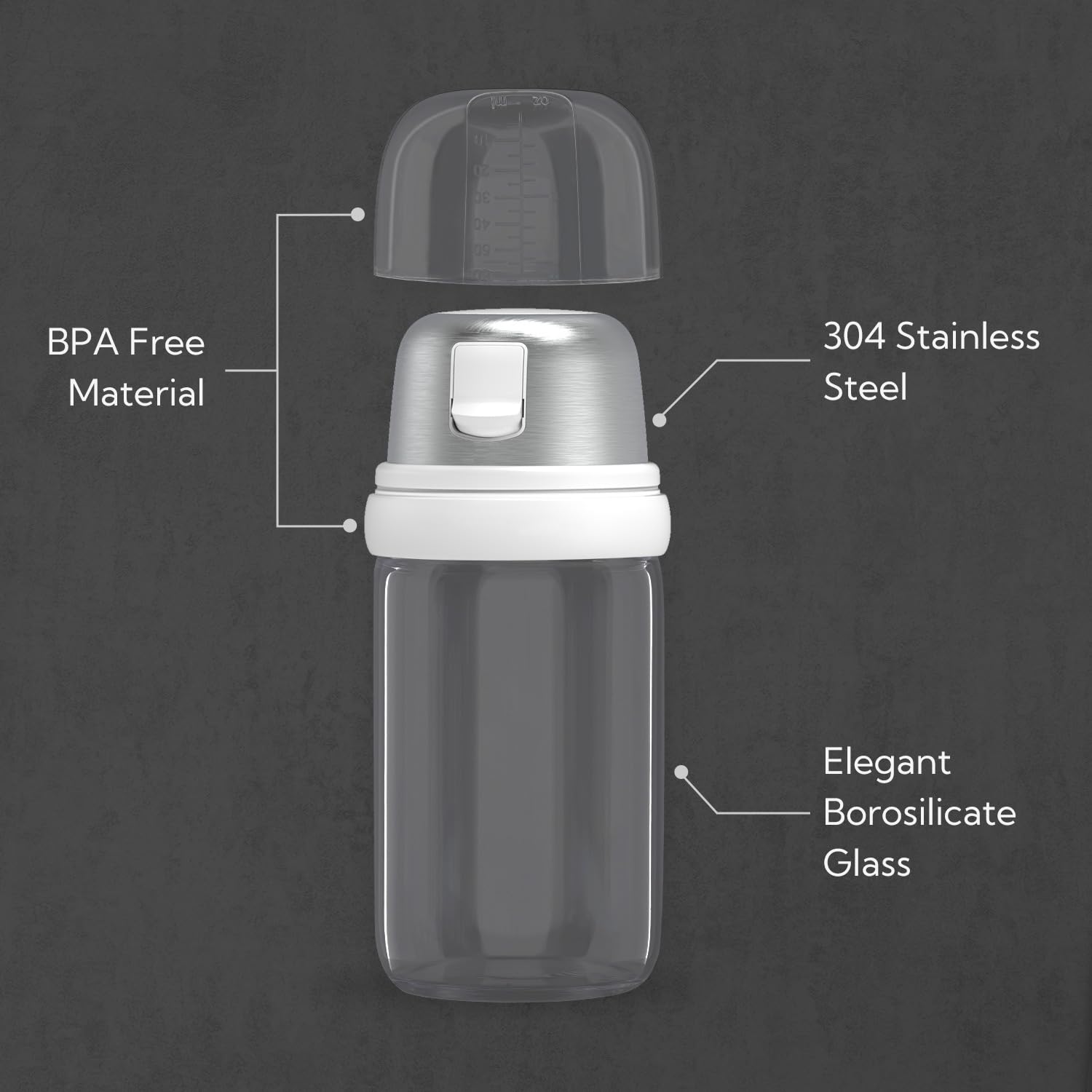 Ktchendao 2 In 1 Glass Salt Shaker With Side Pour Spout, Built-In Lid To Slow Down Dampness With Mearsuring Marks, Elegant Boros