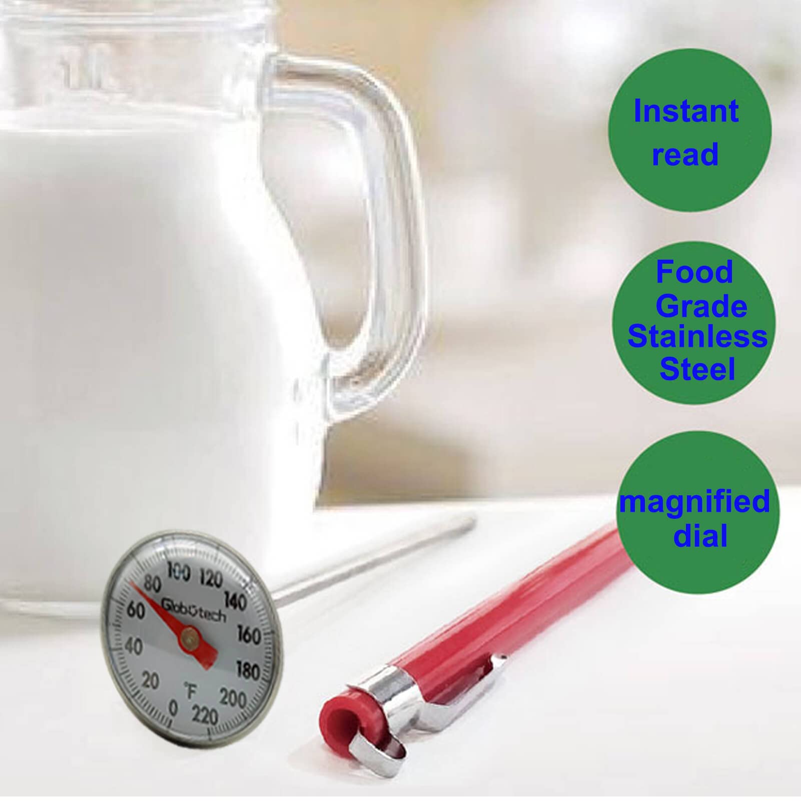 Kitchen Food-Cooking Meat Coffee Thermometer - Pocket Espresso Thermometer For Milk Foam Frothing Chocolate Water Grill, Turkey,