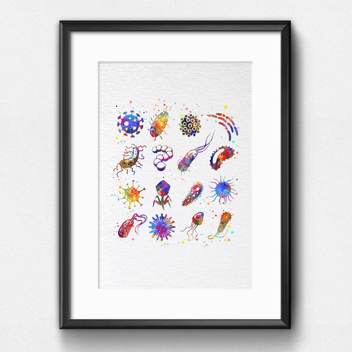 Dignovel Studios 8X10 Unframed Bacteria Watercolor Art Print Biology Medical Art Microbiology Virus Art Abstract Bacteriophage S