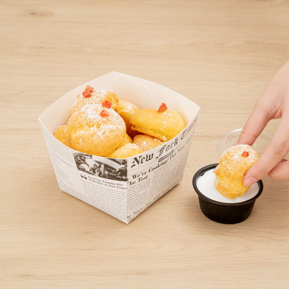Restaurantware Bio Tek 4.3 X 4.3 X 3.2 Inch Snack Boxes 200 Pe Coating Treat Boxes - Sturdy Disposable Newsprint Paper French Fr
