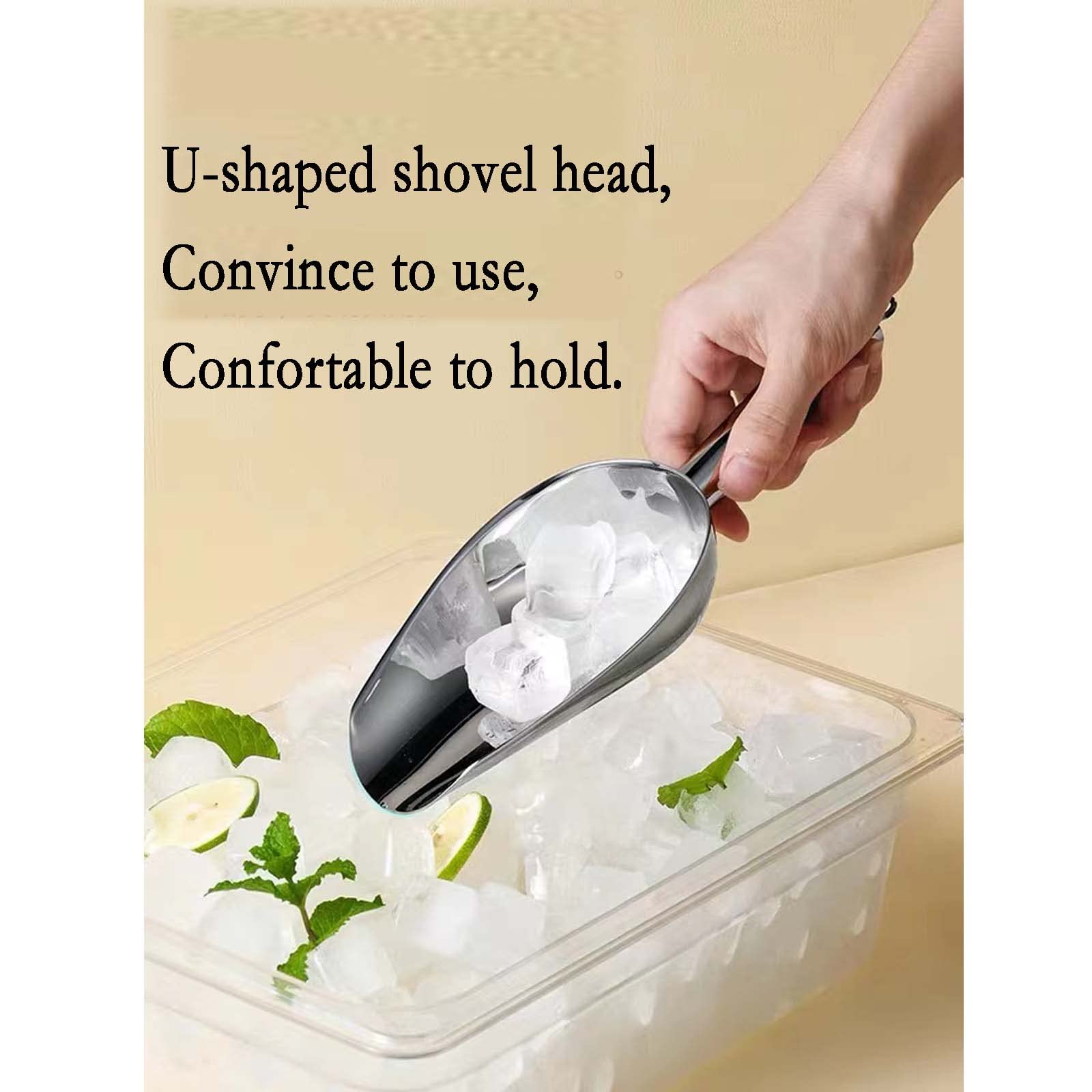 Ice Scoop For Freezer - Metal Ice Scoop For Ice Machine,Stainless Steel Ice Scoop For Ice Maker,Ice Shovel For Kitchen Bar Party