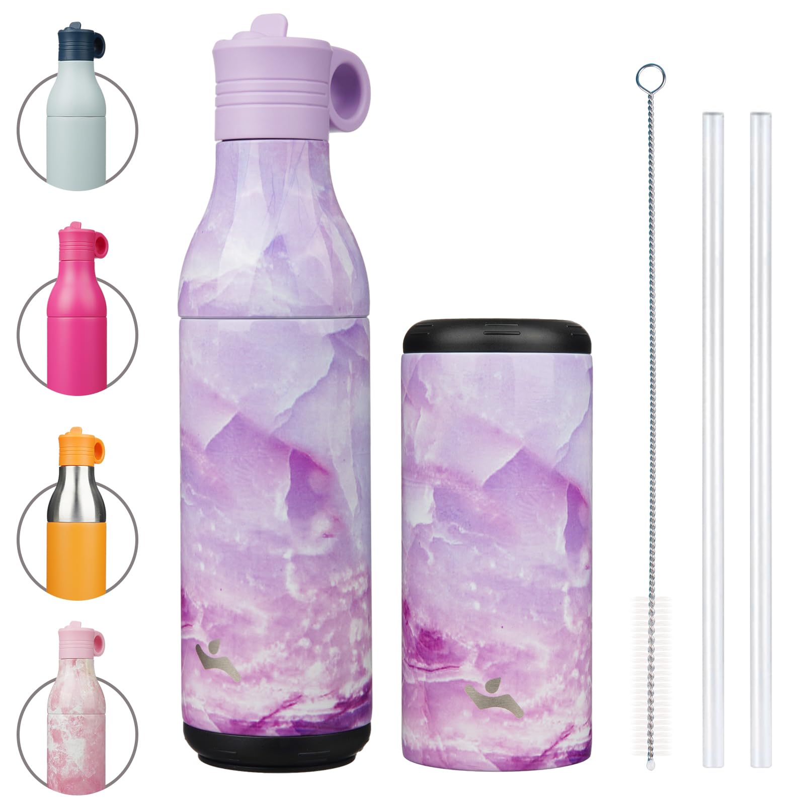 Konokyo Insulated Stainless Steel Water Bottle with Straw, 13oz, Dawn