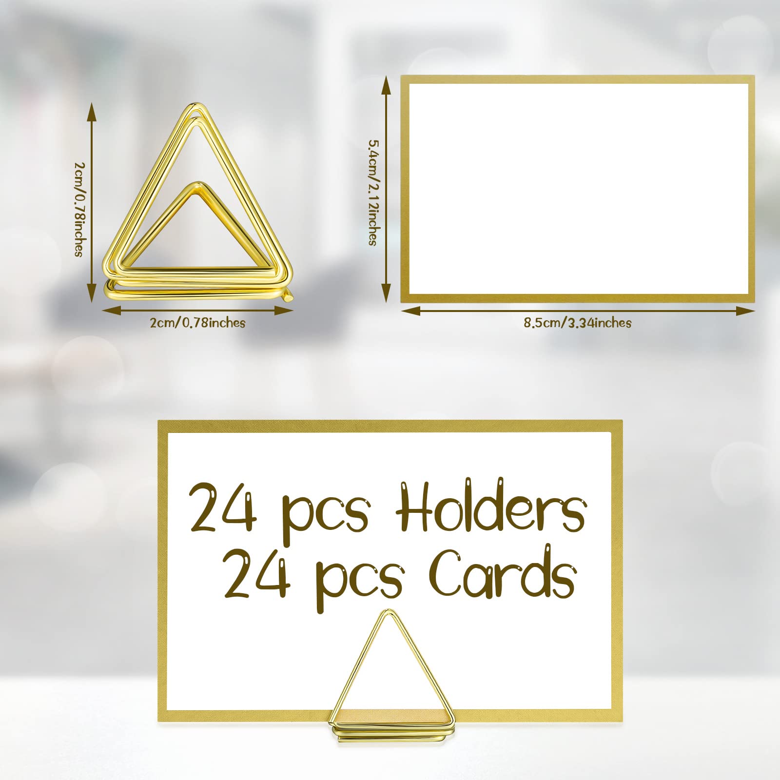 24 Pack Place Card Holders 24 Pack Triangle Shape Number Pictures Stand Clips Small Table Place Cards With Foil Border For Weddi