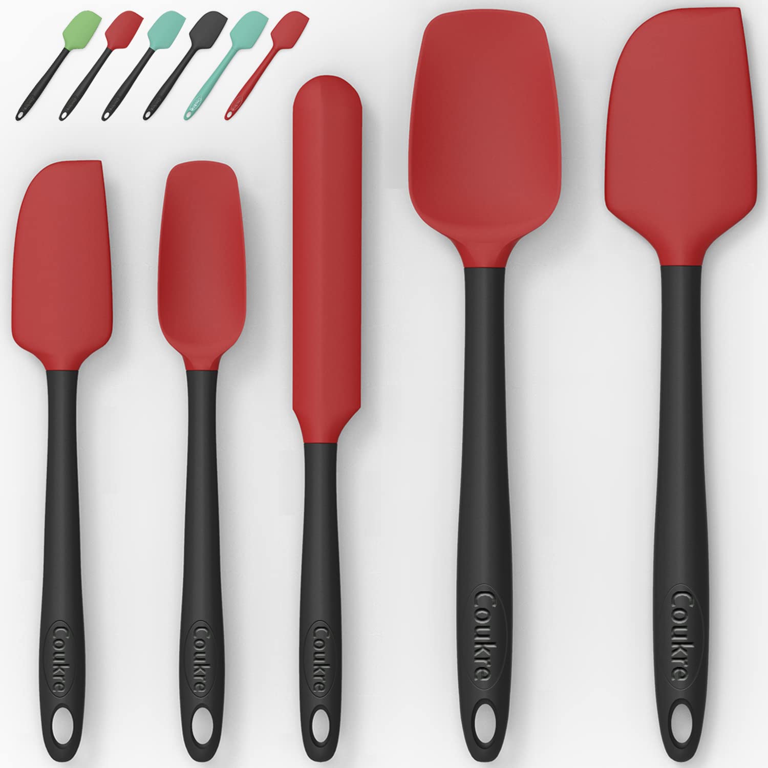 Silicone Spatula Set Of 5,High Temperature Resistant, Food Grade Silicone, Dishwasher Safe, For Baking, Cooking (Red)