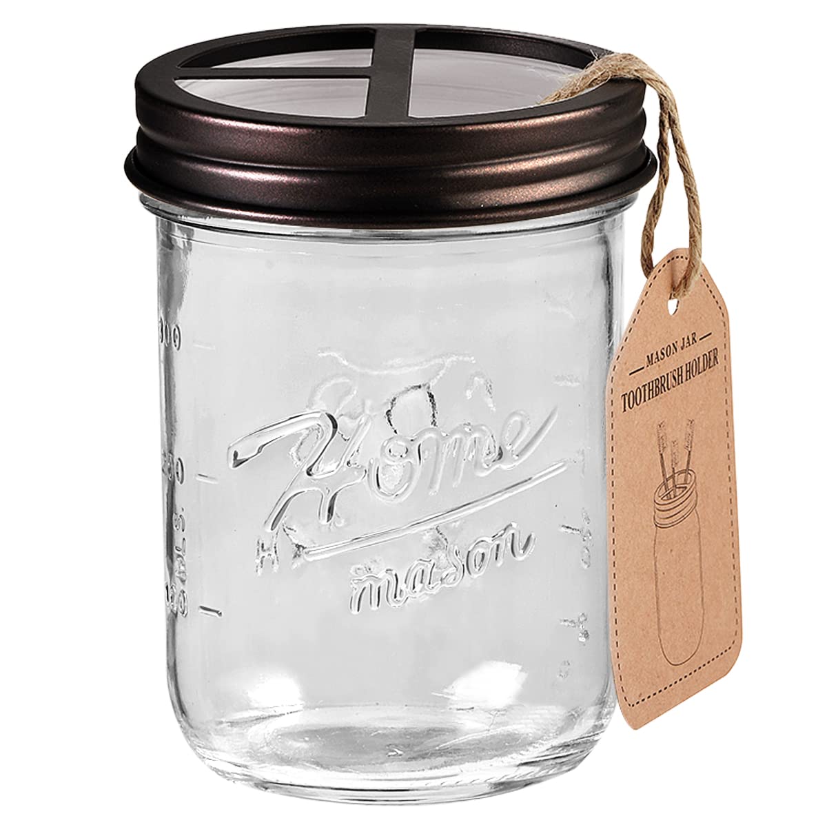 Mason Jar Toothbrush Holder - Premium Rustproof 304 Stainless Steel - Holds 2 Toothbrushes And Toothpaste - Farmhouse Decor Coun