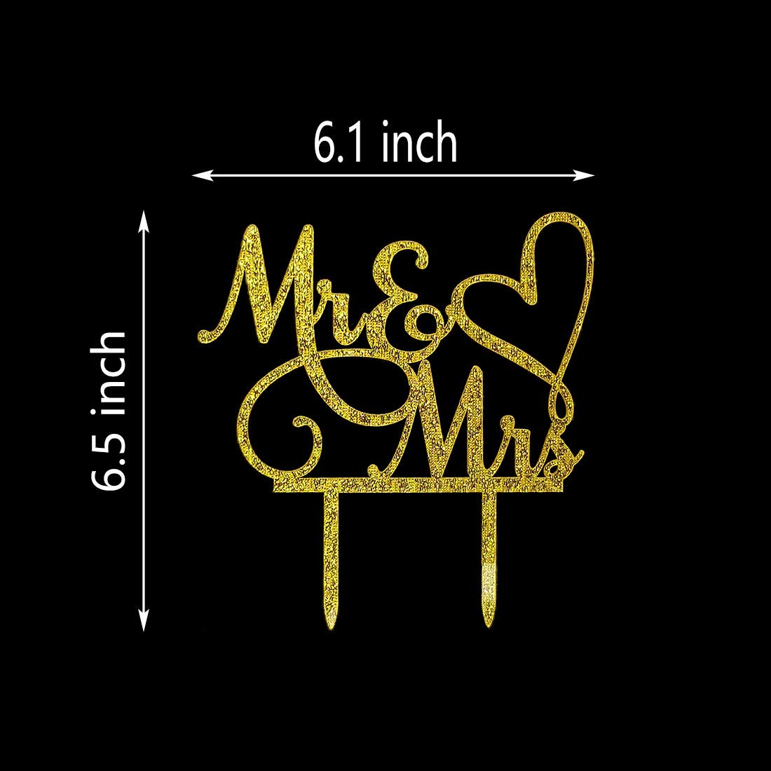 AMINJIE Mr and Mrs Cake Topper  Bride and Groom Sign Wedding/Engagement Cake Toppers Decoration  Gold Glitter Acrylic