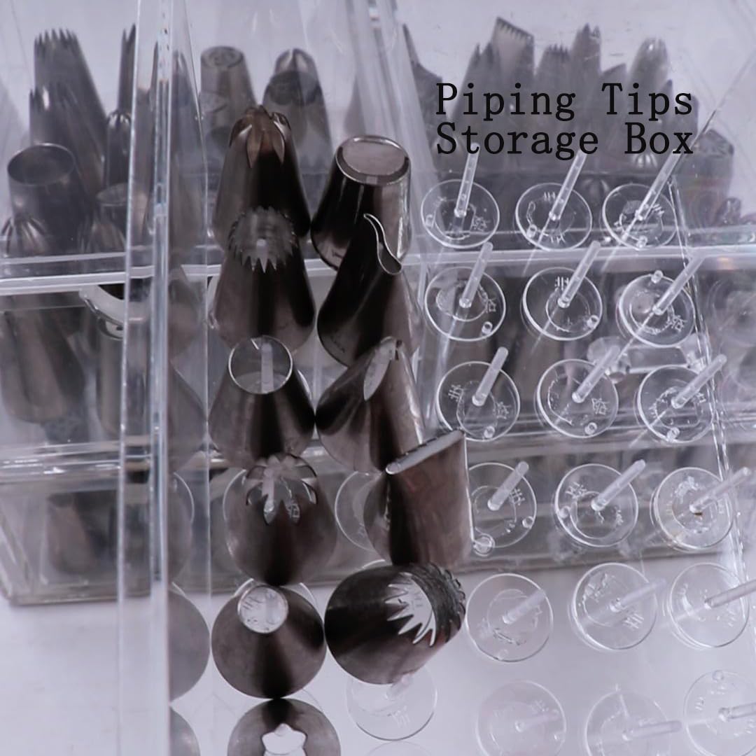 Kowanii Cake Decorating Tips Storage Box Diy Cake Flower Nails For Icing Piping Tips Container 200 Pieces, Not Include Box